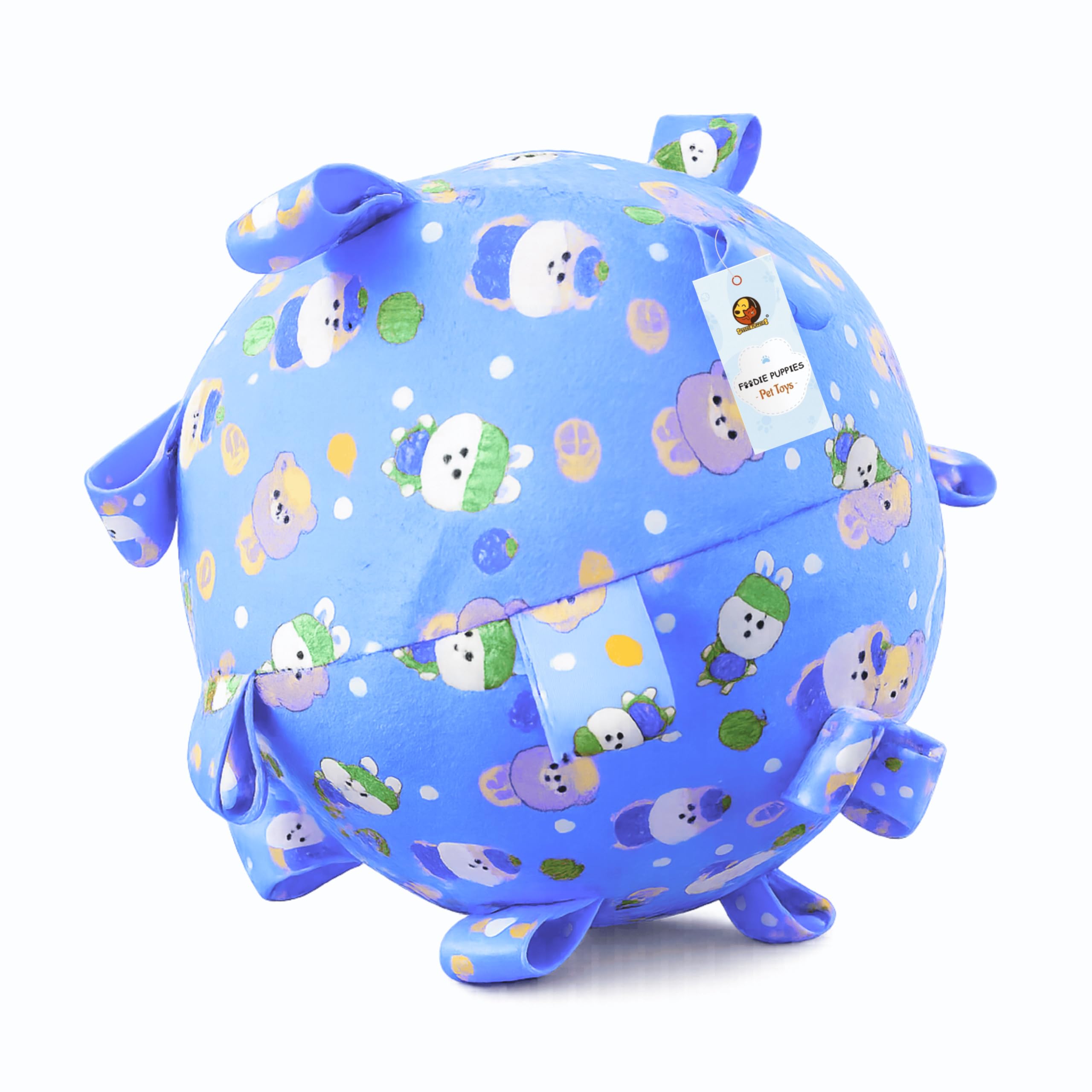 Foodie Puppies Dog Interactive Ball Toy With Bell Inside (Strap Bellball) | Ribbon Loops And Cotton Stuffed Chew Toy For Teethin