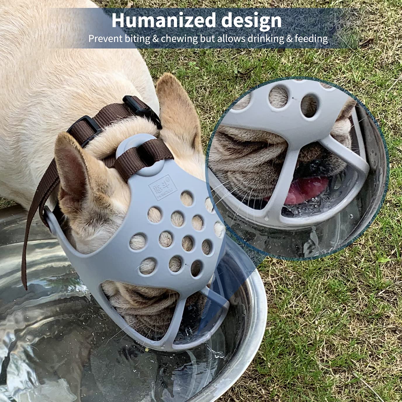 Short Snout Dog Muzzle, Soft Silicone Flat Faced Muzzle For French Bulldog Shih Tzu And Pug For Biting Chewing Licking And Grooming, Allows Panting