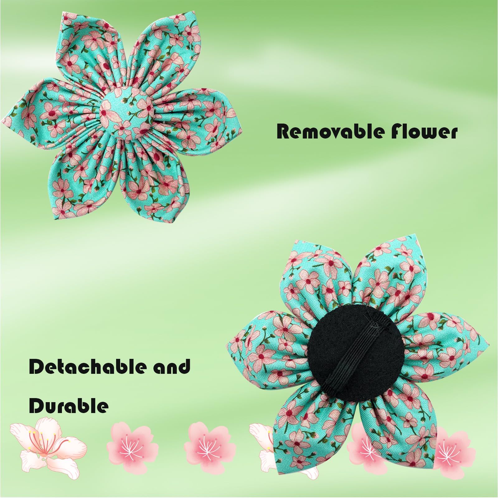 Elegant little tail Dog Collar, Spring Pet Collar with Flower Dog Durable Pink Flower Print Dog Collars Girl Pet Gift Adjustable