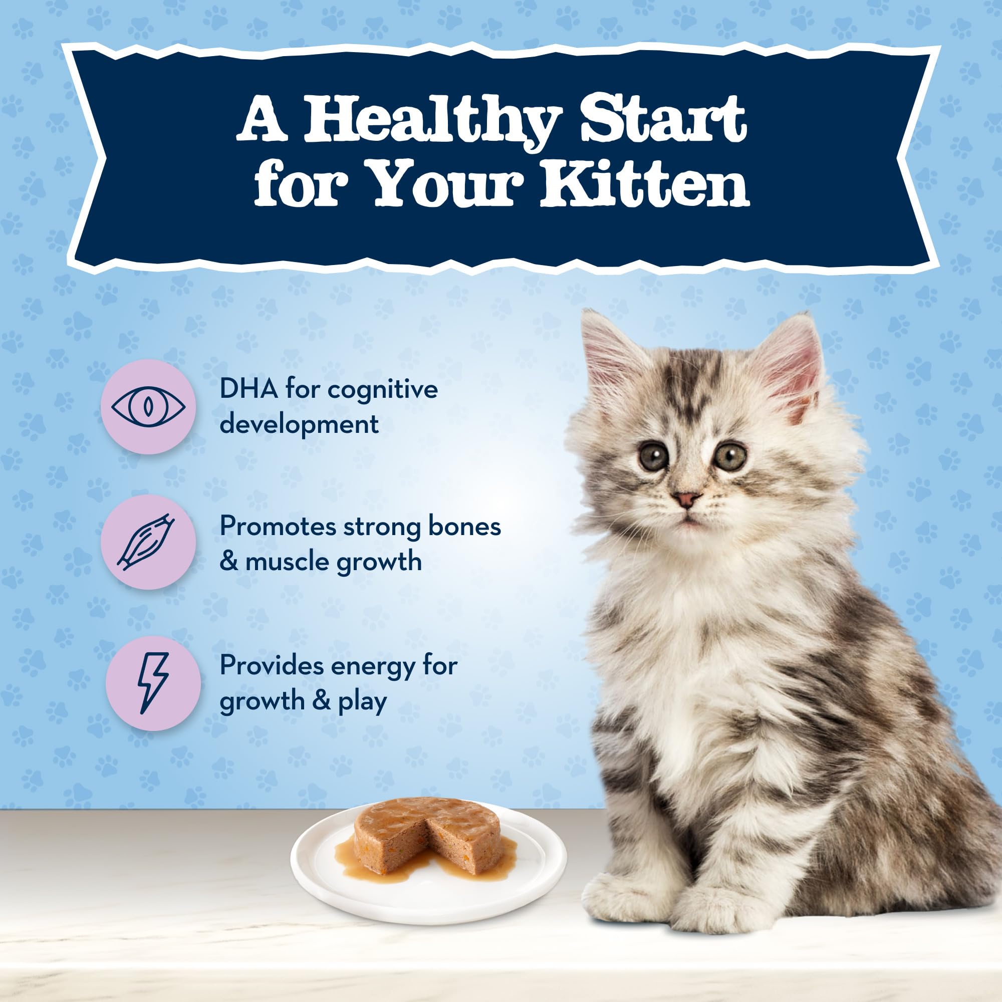 Blue Buffalo Baby BLUE Natural Kitten Wet Cat Food, Healthy Growth Formula with DHA, Chicken Recipe Multi-Pack, 3-oz. Cans (6 Co