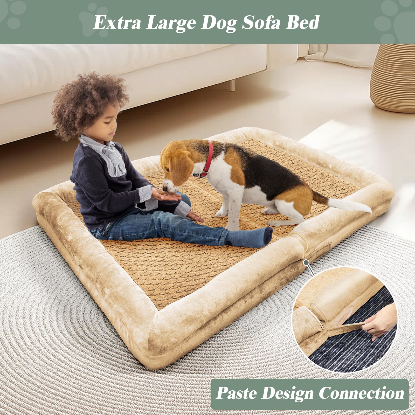 Modcart Orthopedic Dog Bed For Large Dog,Memory Foam Xl Extra Large Cat Bed With Stickable Design Waterproof Pet Couch Bed With