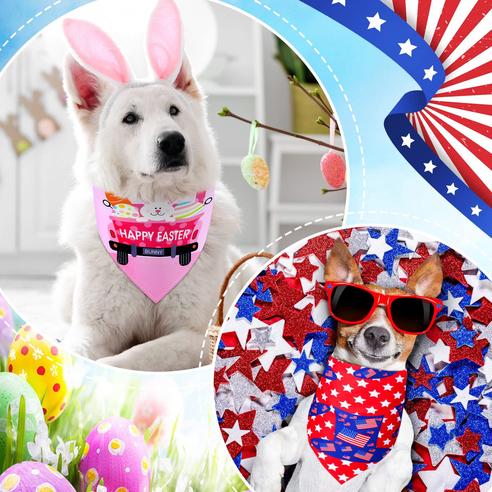 Saintrygo 30 Pcs Dog Bandanas Bulk Sublimation Plain Bandanas Bulk For Christmas Birthday Doggy Heat Transfer Triangle Scarf Washable Adjustable Bandana For Small Medium Large Pets Dogs(L)