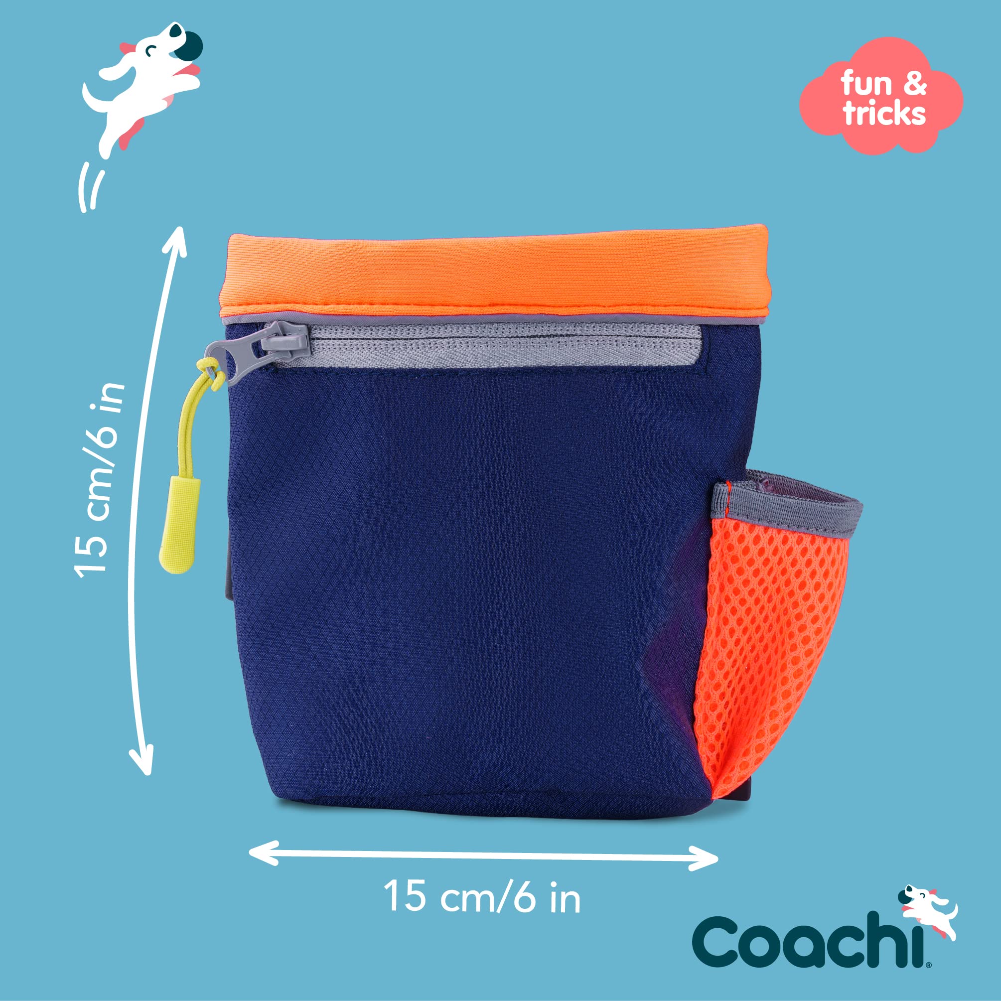 Coachi Train & Treat Bag, Pouch, Generously Sized Treat Compartment, Zipped Pocket, Drawstring Closure, Secure Attachment, Clips