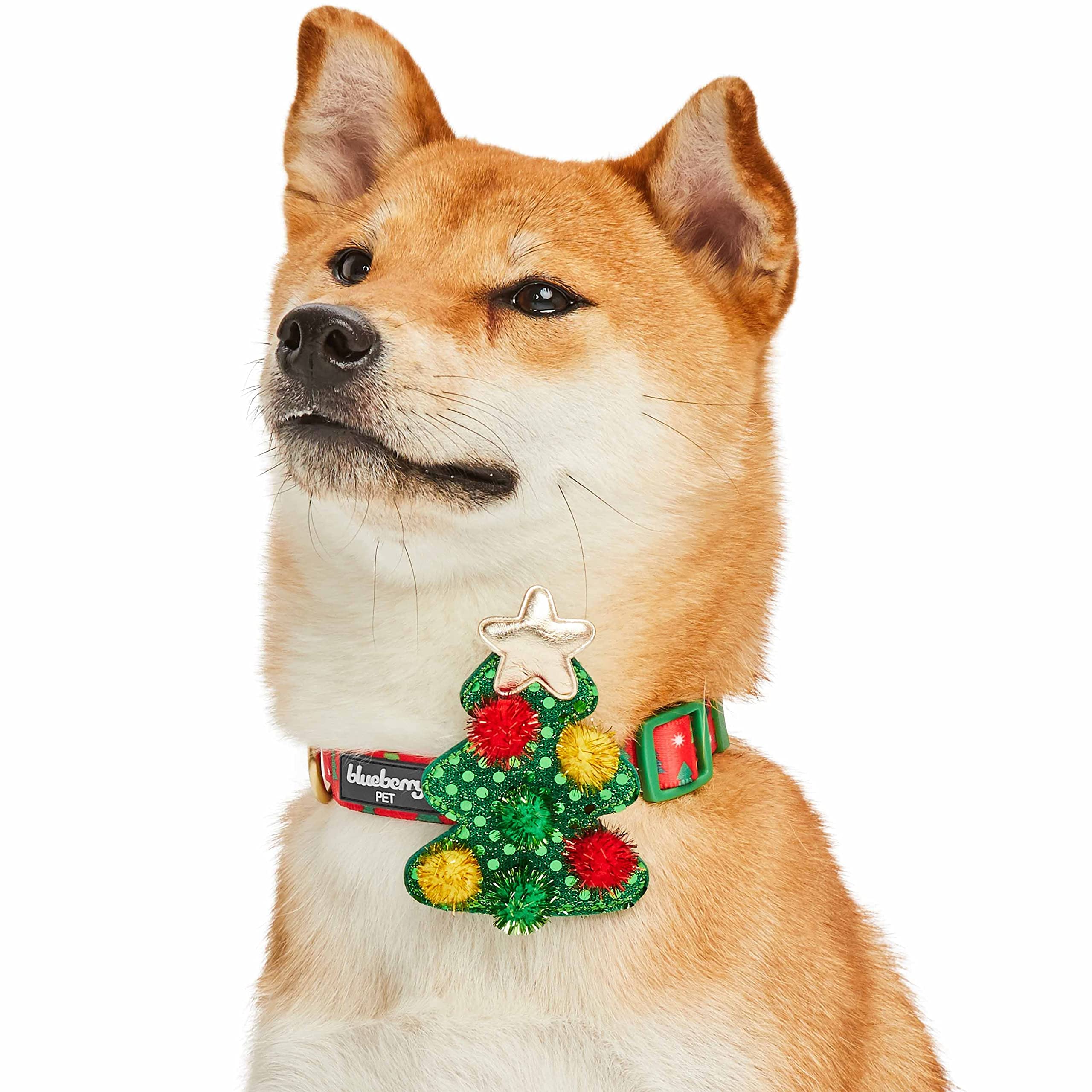 Blueberry Pet Christmas Tree Adjustable Dog Collar, Medium, Neck 14.5-20, Holiday Dog Collars For Small Dogs, Festive Dog Ch