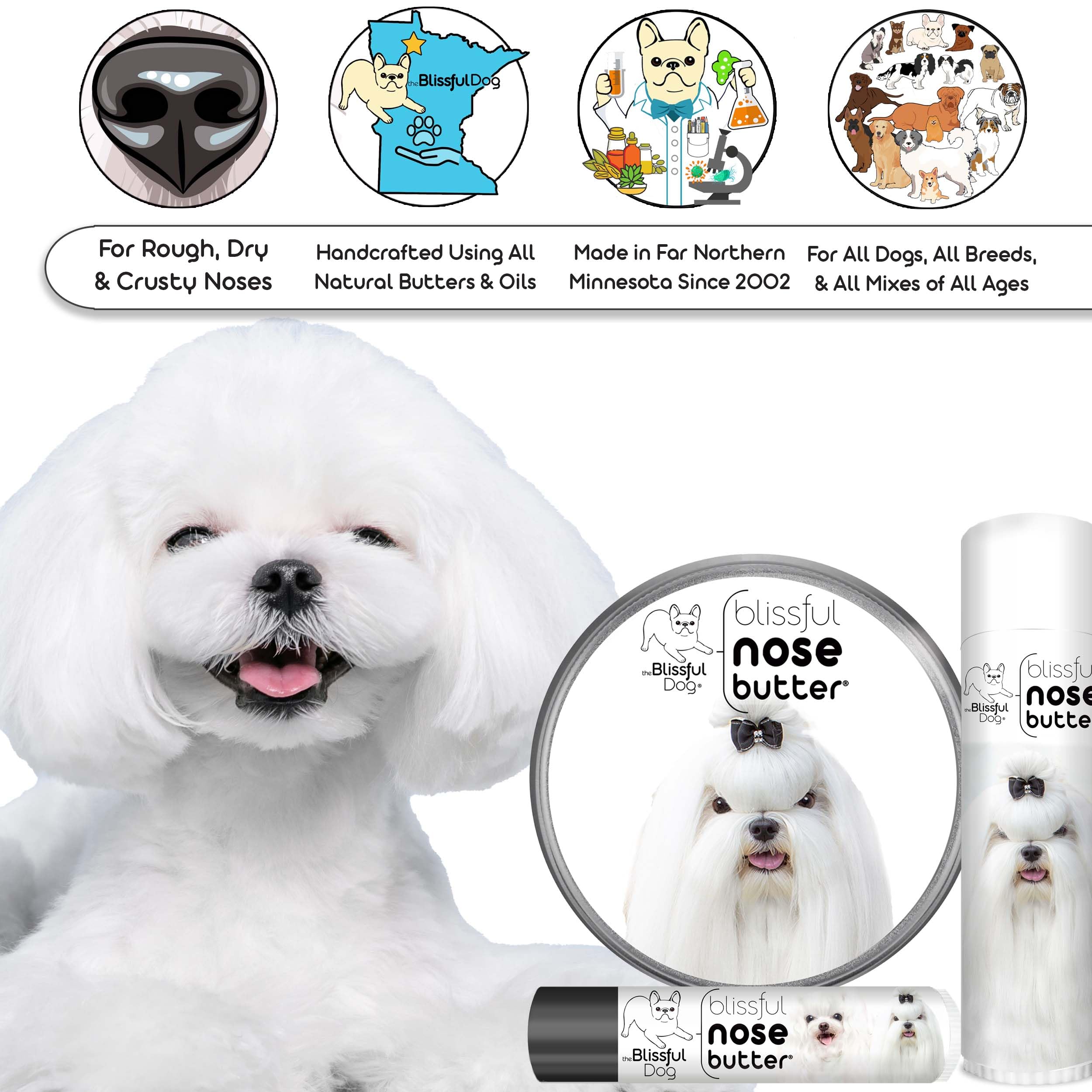 The Blissful Dog Maltese Unscented Nose Butter - Dog Nose Butter, 0.50 Ounce