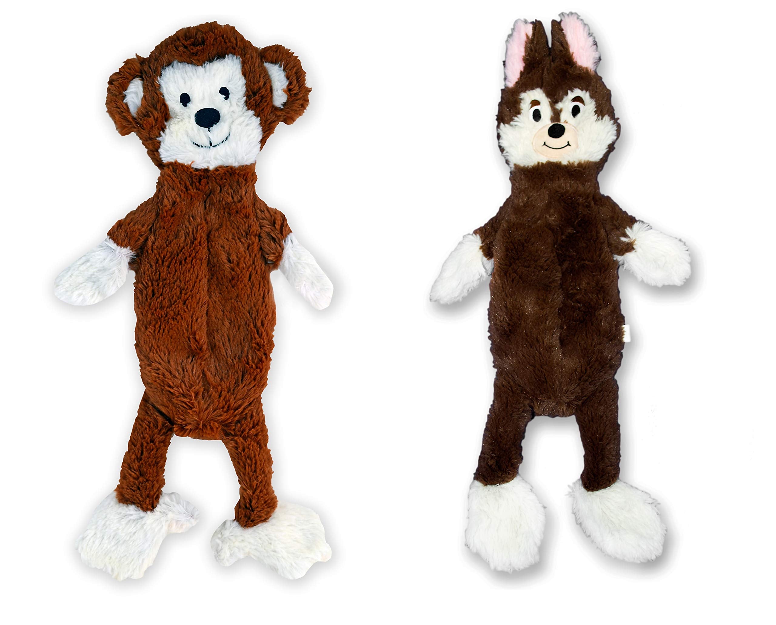 Fga Marketplace Monkey-Fox Flat No Stuffing No Squeak Plush Dog Toy, Funny Style Will Entertain Your Dog For Hours, Recommended For Small And Medium Dog 21 Inch Long