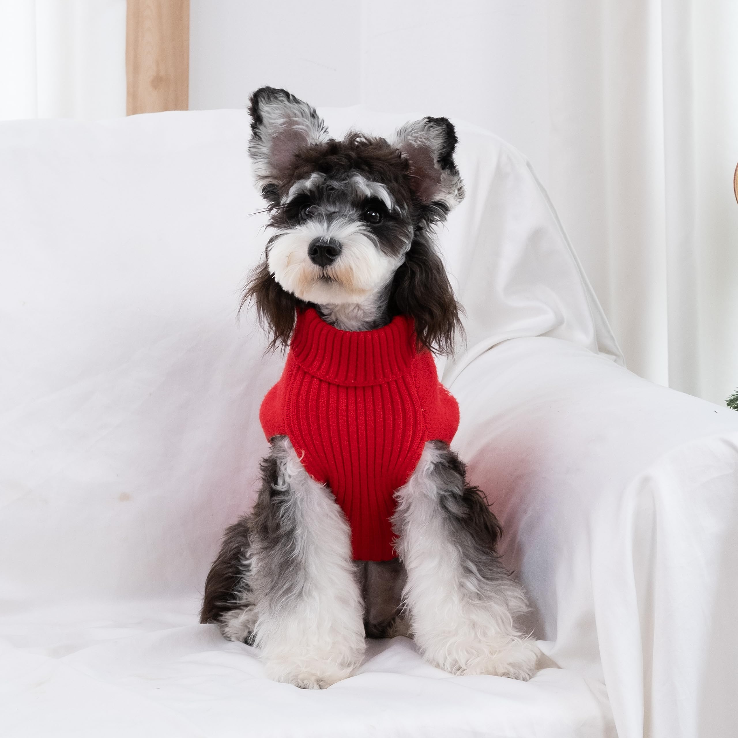 Cutebone Christmas Dog Sweater For Medium Large Dogs Reindeer Knit Red Puppy Sweater Turtleneck Pet Winter Clothes Cat Apparel W