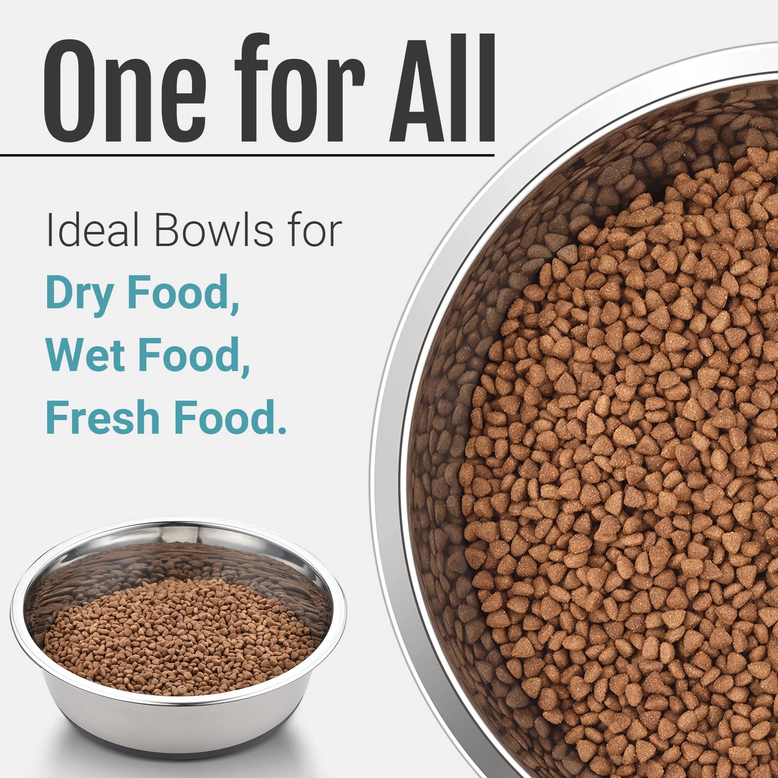 PEGGY11 Stainless Steel Dog Bowls - 3.8 Cup, 2 Pack