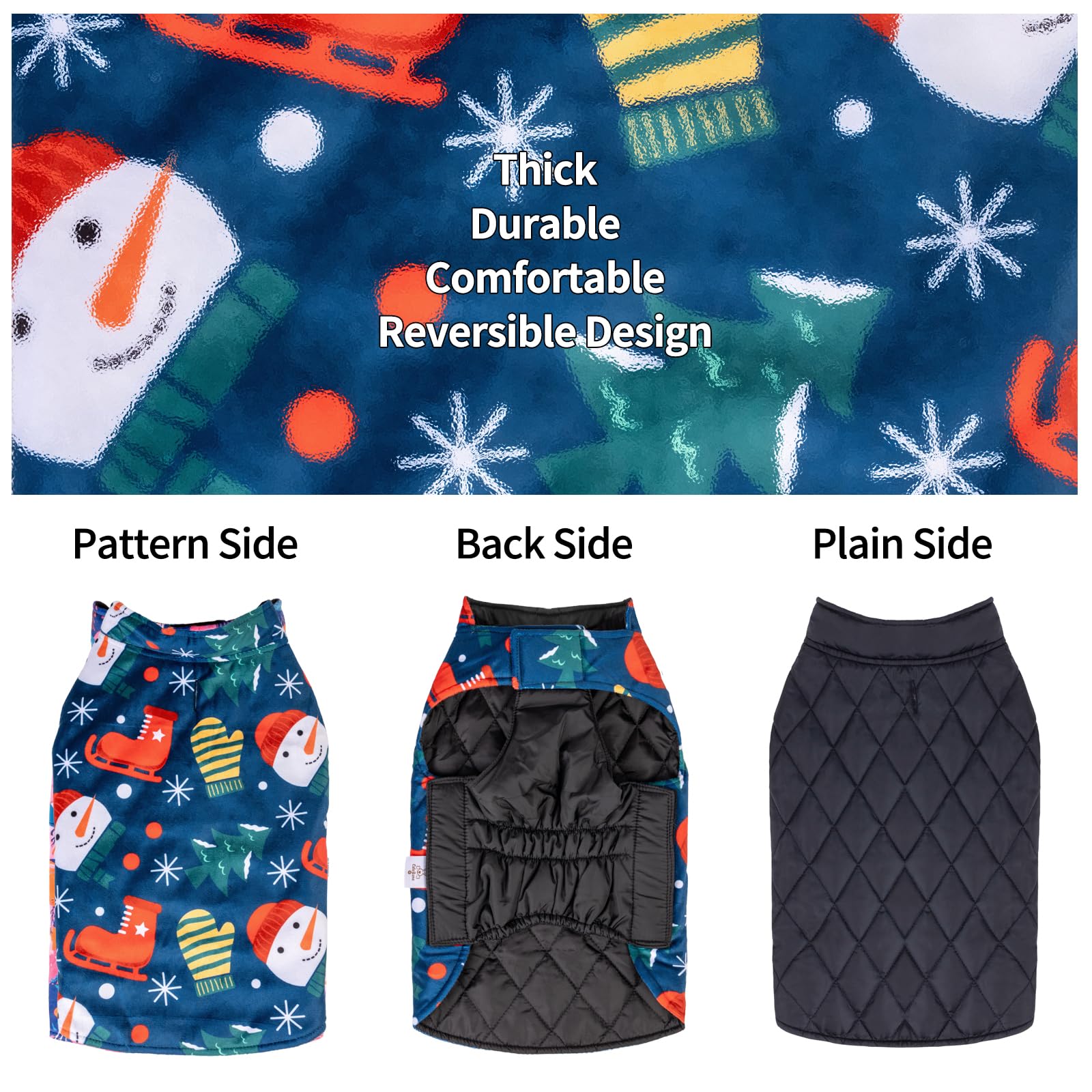 Cutebone Winter Coat, Reversible Dog Jacket & Vest, Thick Soft Dog Coats For Small To Large Dogs, Windproof And Waterproof, With