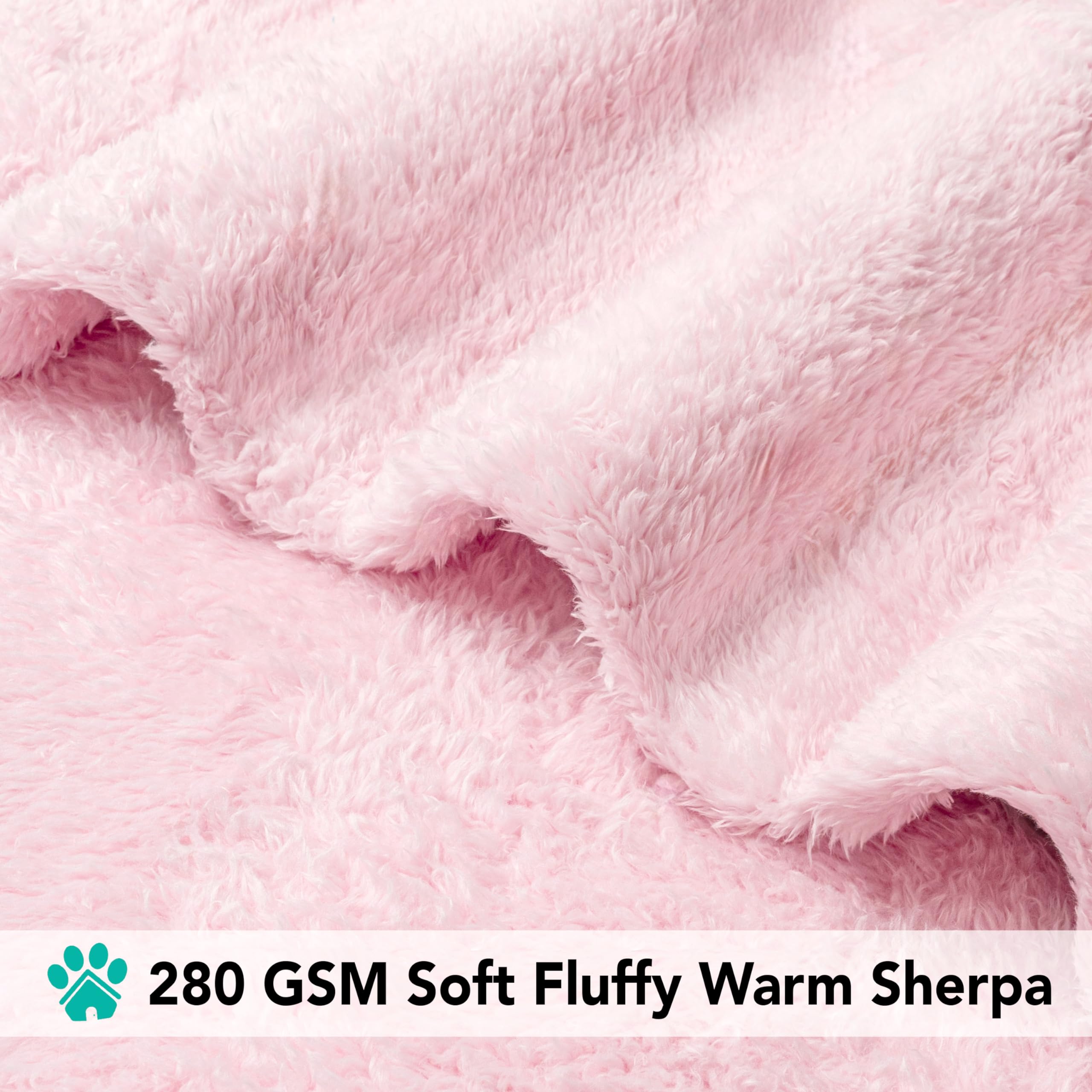 PetAmi Dog Blanket for Small Medium Dogs Pink, Fluffy Soft Puppy Blanket, Sherpa Fleece Cat Blanket for Kitten Doggie, Calming P