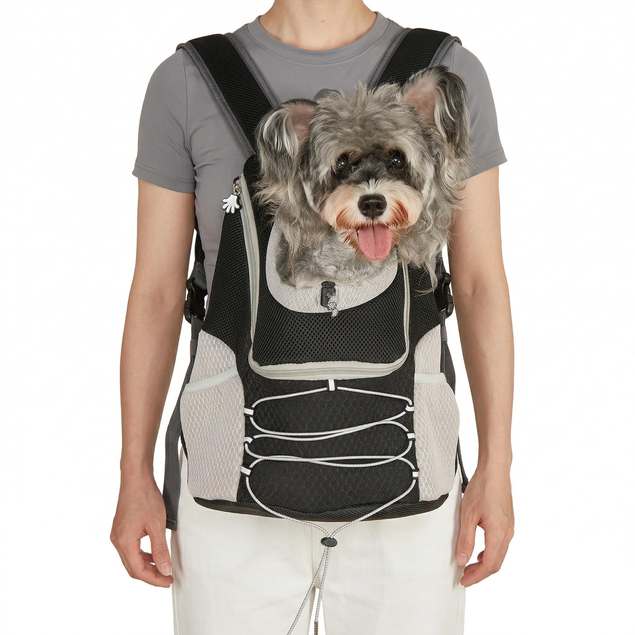 BARDIMIES Dog Carrier Backpack for Small Dogs 2-15 lbs, Breathable Front Chest & Back Pet Carrier, Puppy Backpack with Safety Te