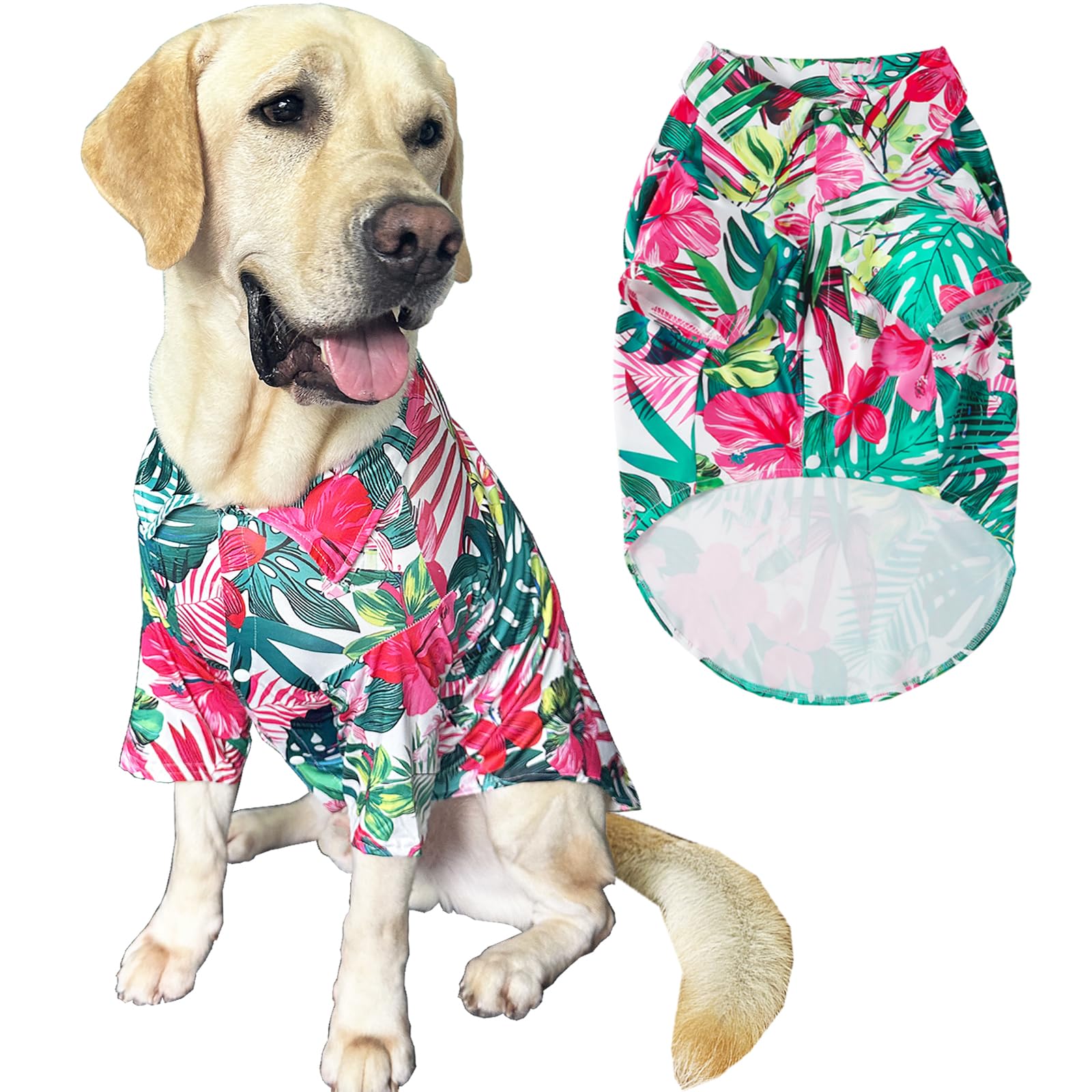 Pripre Hawaii Dog Shirt Colorful Flower Printed T-Shirt Breathable Cool Shirt Summer Beach Style Dog Clothes Medium And Large Do