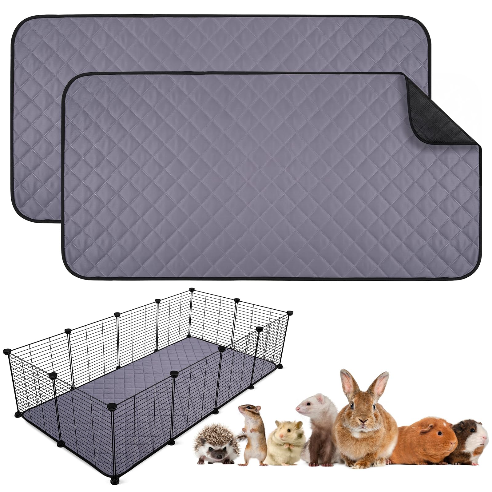 Aitmexcn 4Pcs Guinea Pig Cage Liners, Washable Guinea Pig Pee Pads, Super Absorbent Non Slip Reusable Guinea Pig Bedding For Sma