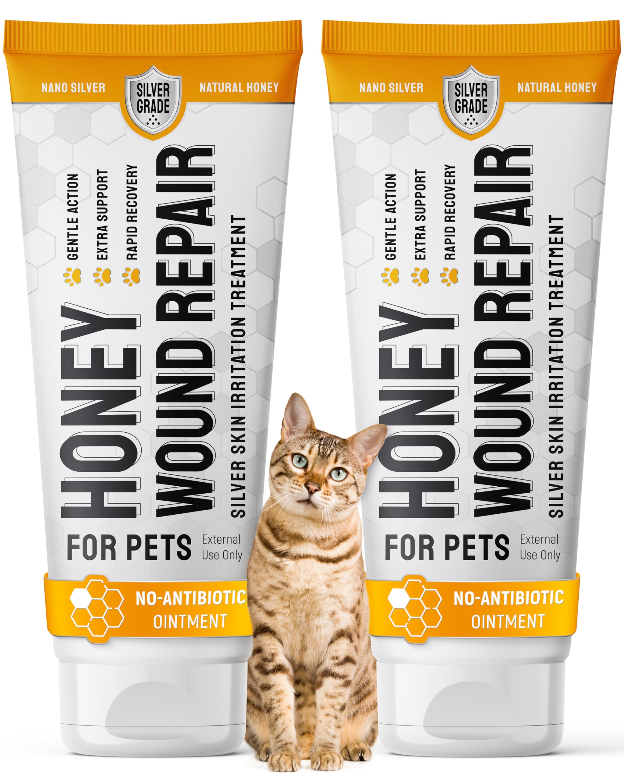 Honey Wound Repair Ointment in Gel Form for Pets - Helps with Scratches, Bites, Cuts, Hot Spots - Cat Wound Care with Honey & Si