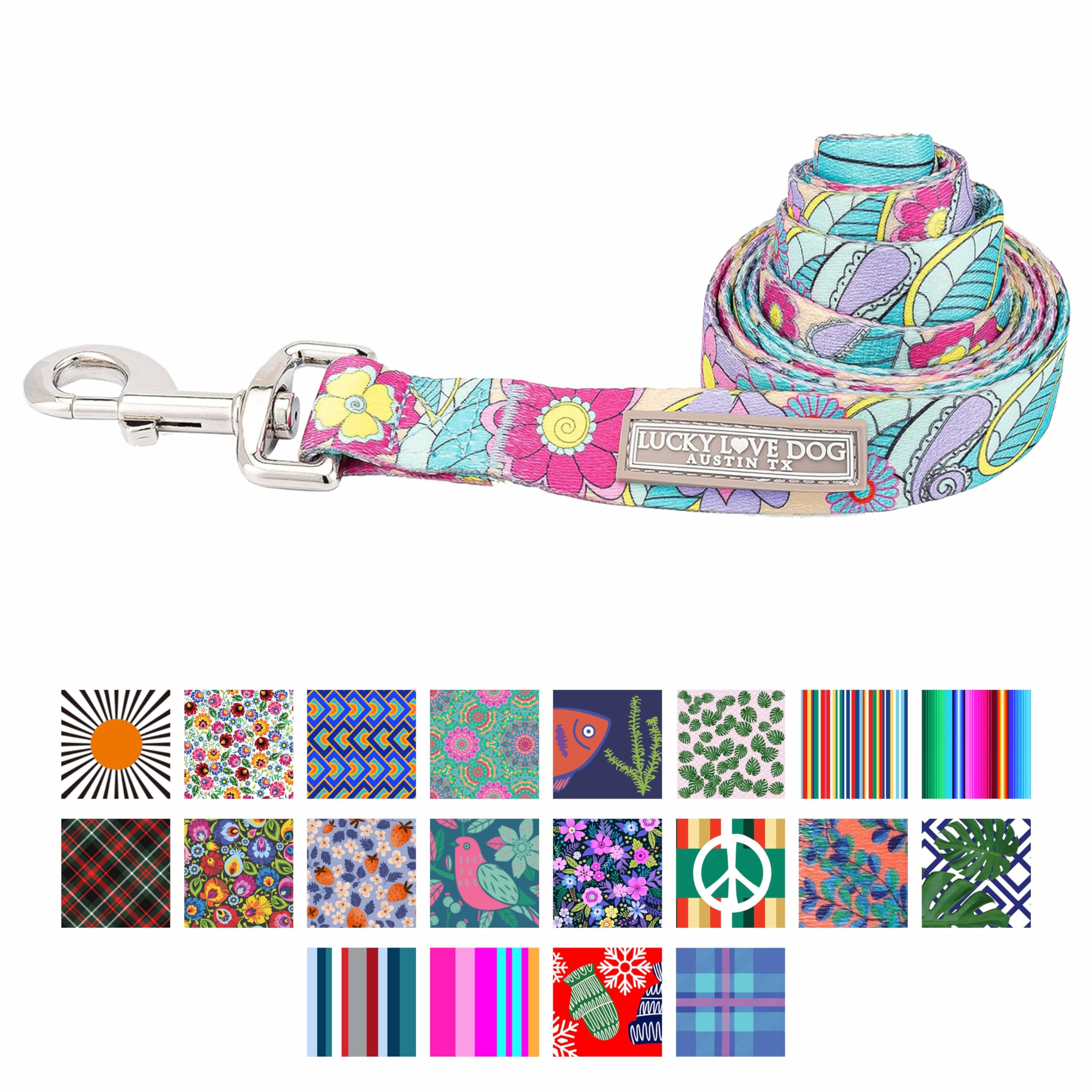 Lucky Love Dog Leash, Beautiful Flower Pattern Female Dog Leash For Large Dogs, Durable & Long Lasting, Caroline, Small