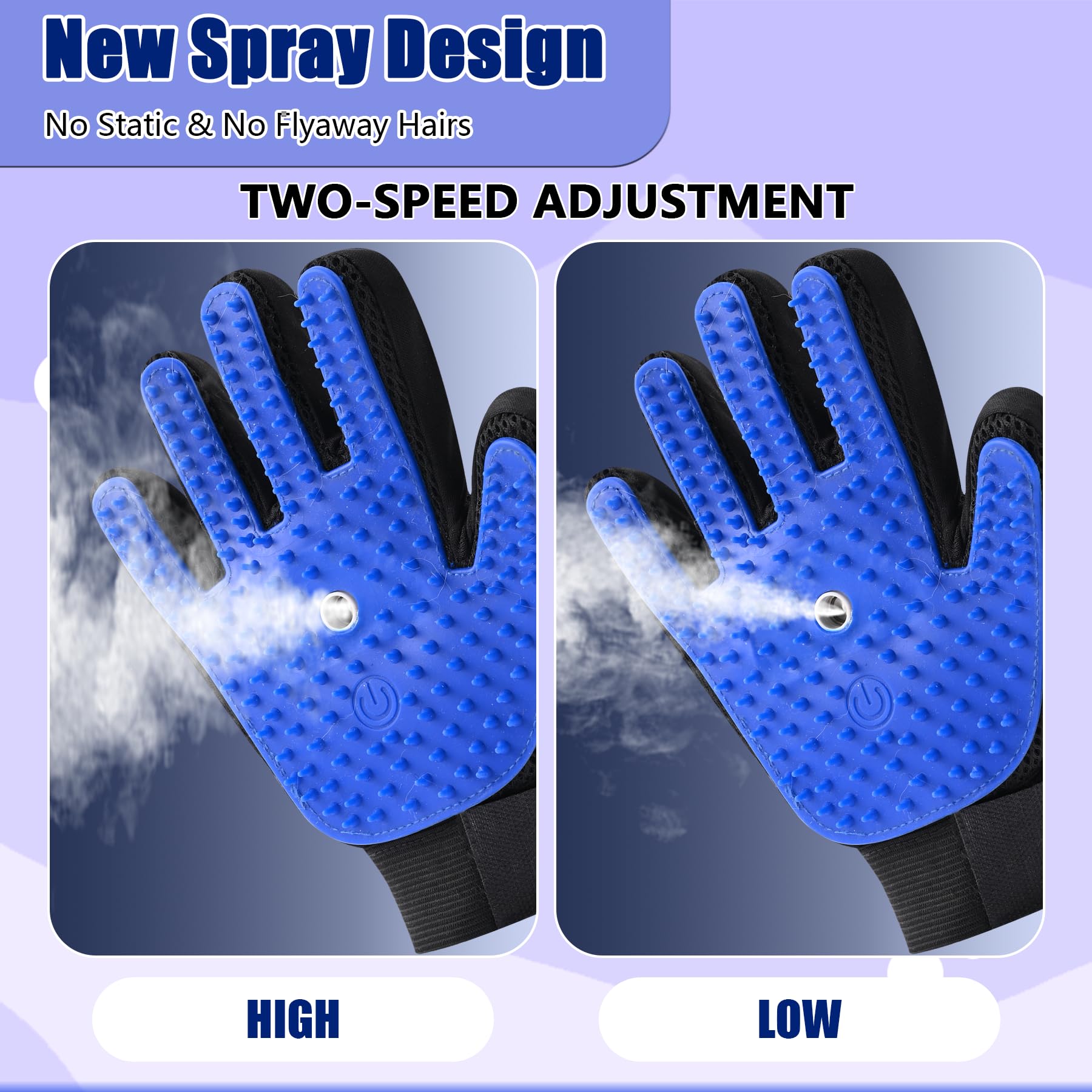Oiuyamn Pet Steam Grooming Gloves, Cat Grooming Steam Gloves, Dog Washing Gloves, Pet Grooming Gloves For Dogs & Cats, Desheddin