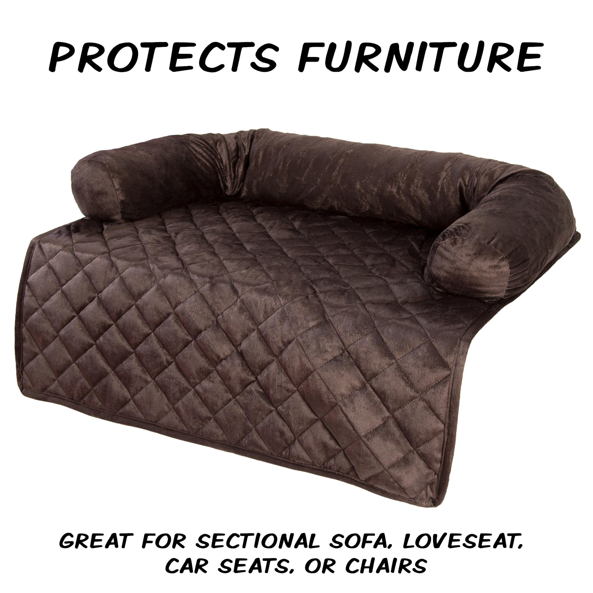 Couch Cover for Dogs - 30x30.5 Pet Furniture Protector with Memory Foam Bolster, Quilted Fabric, and Water-Resistant Base Layer