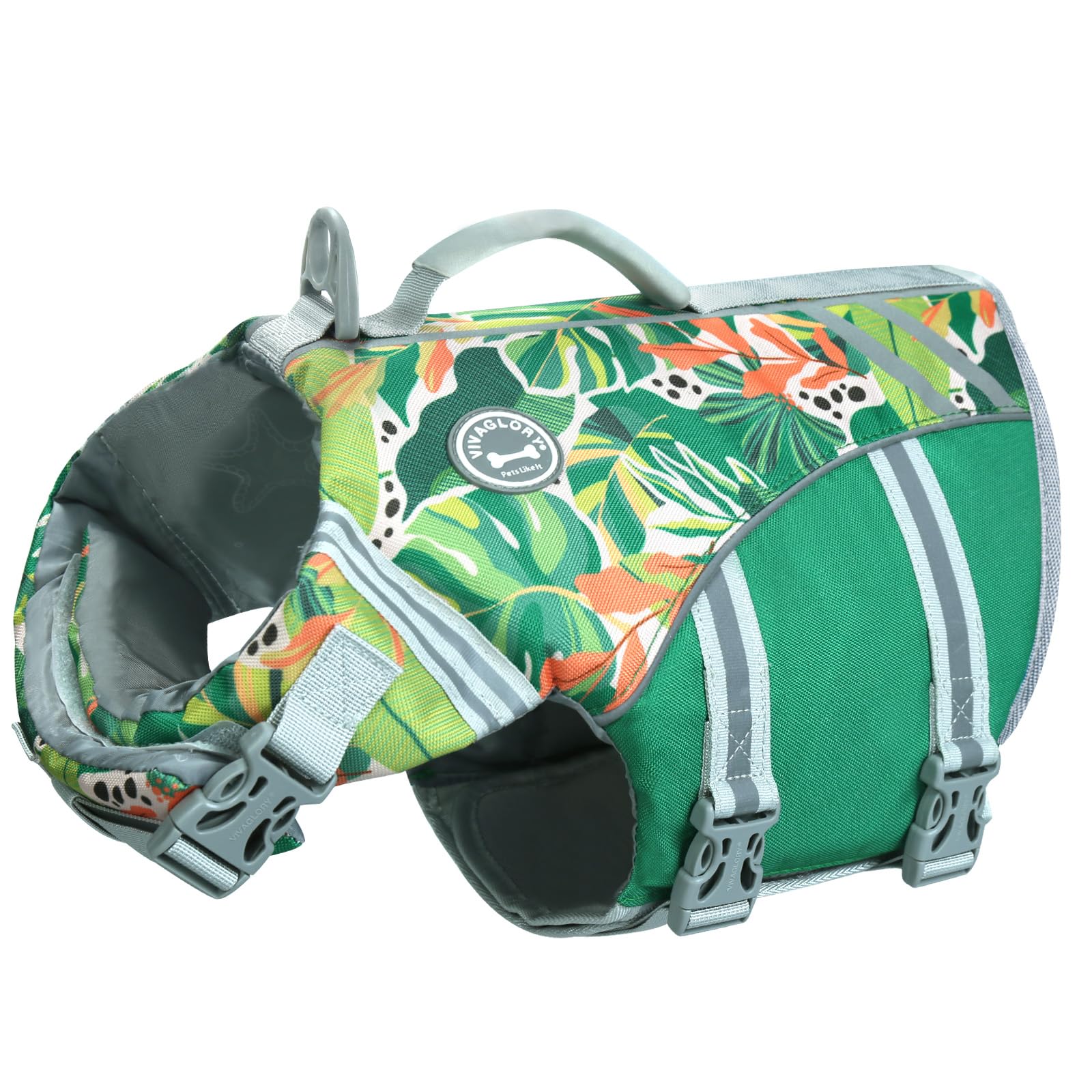 Vivaglory Sports Style Dog Life Jacket With Extra Flotation, Adjustable & Durable Swim Life Vest With Secure Fastening System For Small Dogs, Floral