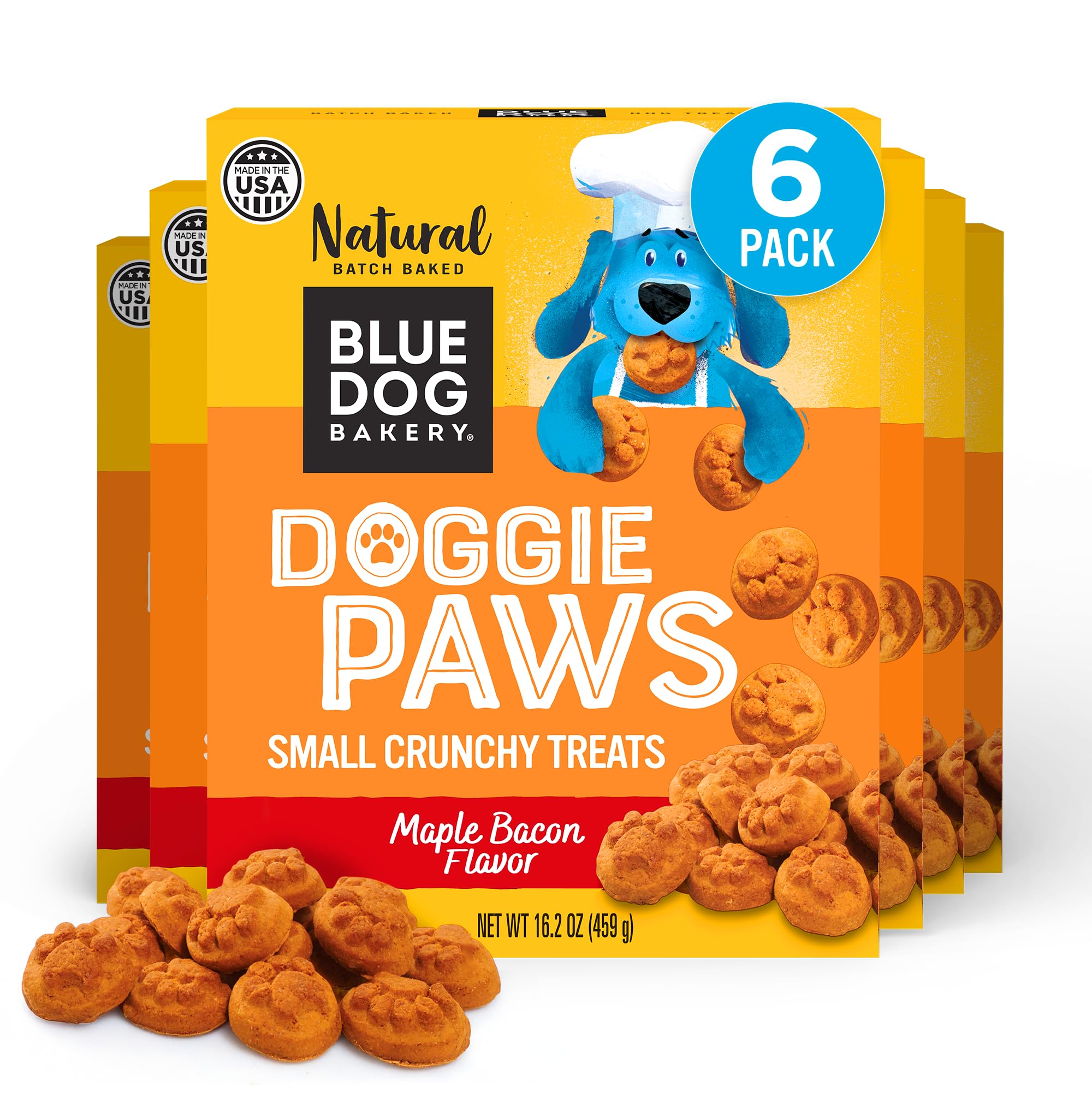 Blue Dog Bakery Natural Dog Treats, Doggie Paws, Maple Bacon Flavor, 16.2oz (6 Count)