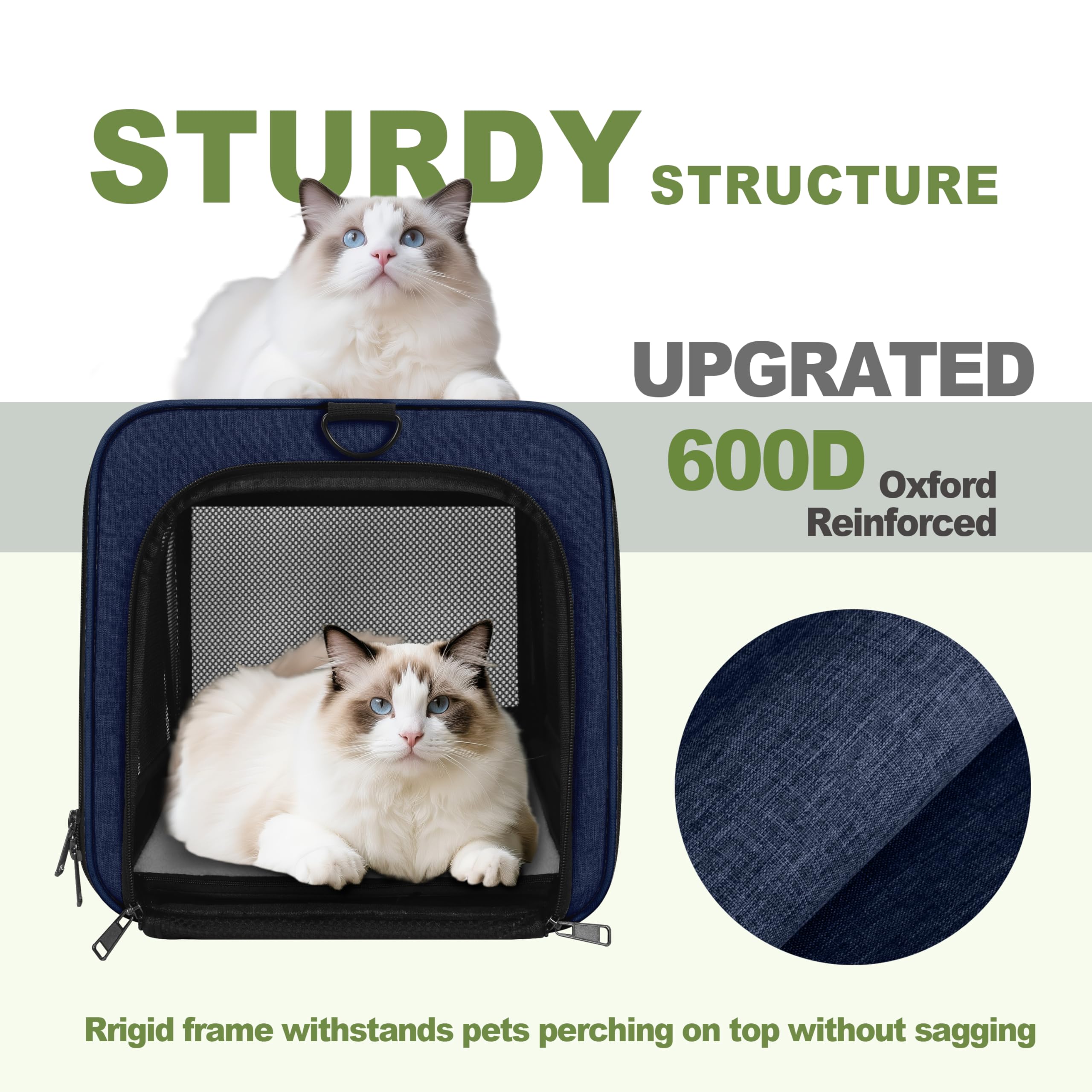 GAPZER Cat Carrier 18x11x11 United Airline Approved, Top Loader Heavy Duty Softshell Pet Flying Bag 18lbs, Small Dog Chihuahua C