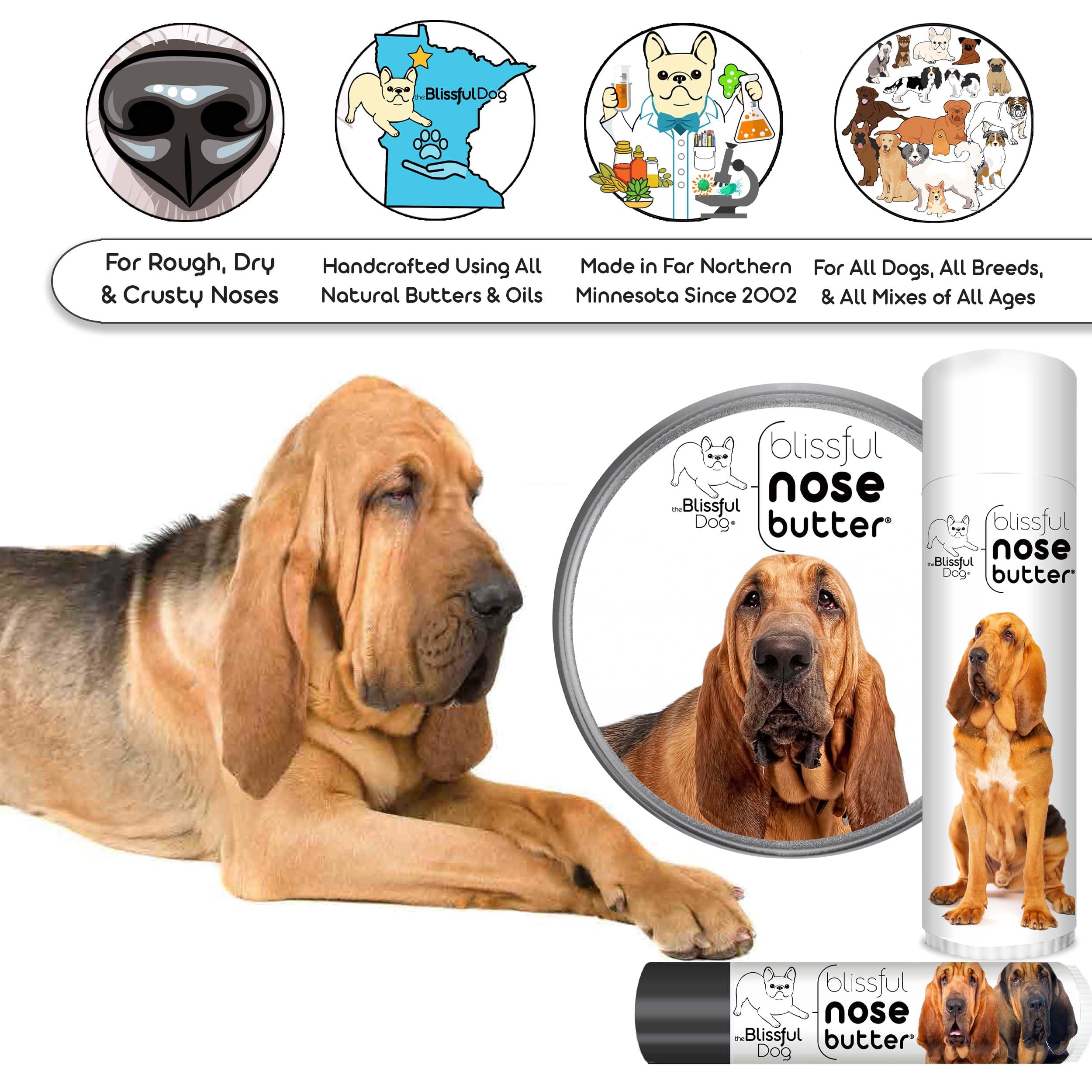 The Blissful Dog Bloodhound Unscented Nose Butter, 8-Ounce