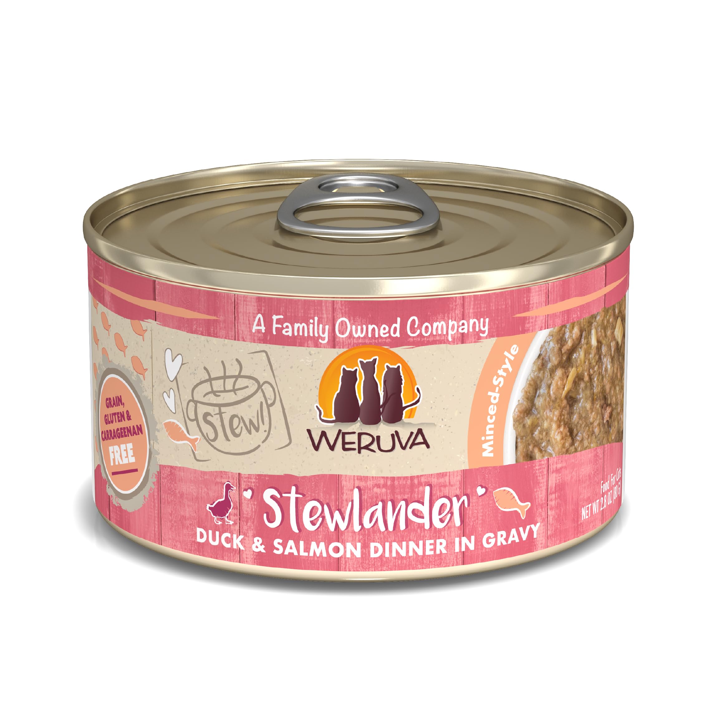 Weruva Classic Cat Stews!, Stewlander with Duck & Salmon in Gravy, 2.8oz Can (Pack of 12)