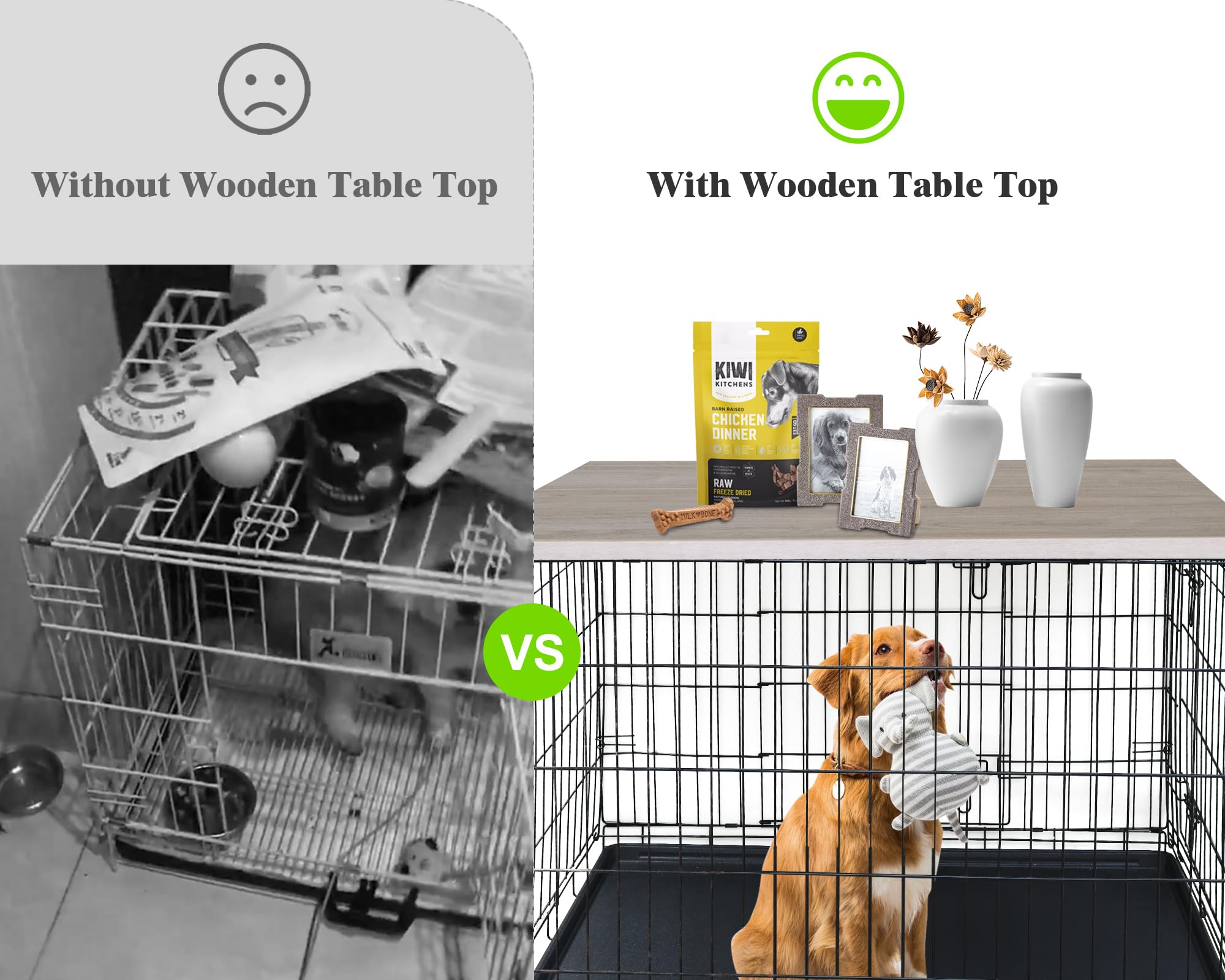 Deblue Dog Crate Table Topper, Dog Kennel Table Topper for 42 Inches Cage, Rustic Style Decorative Dog Crate Table Topper for 42