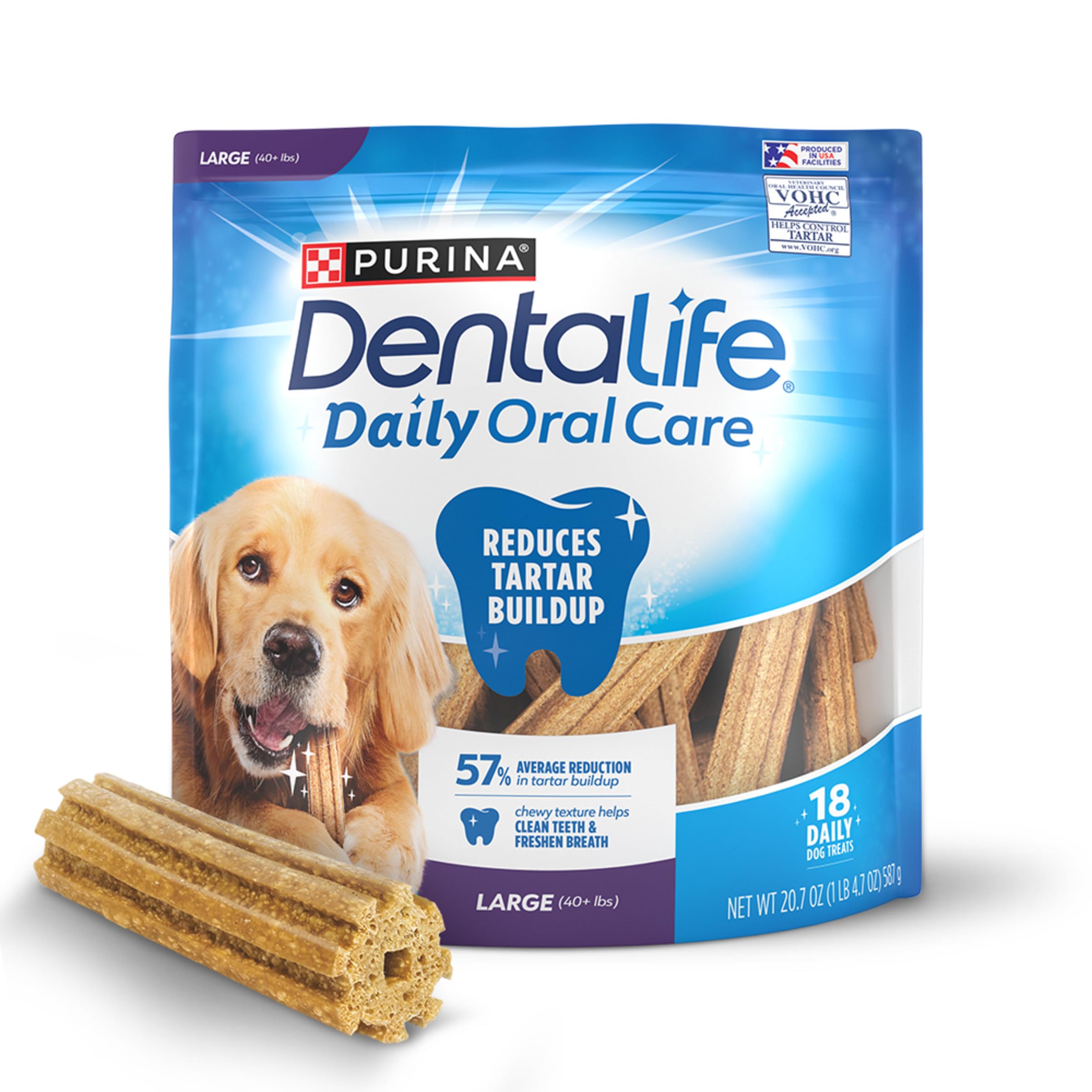 Purina DentaLife Made in USA Facilities Large Dog Dental Chews, Daily