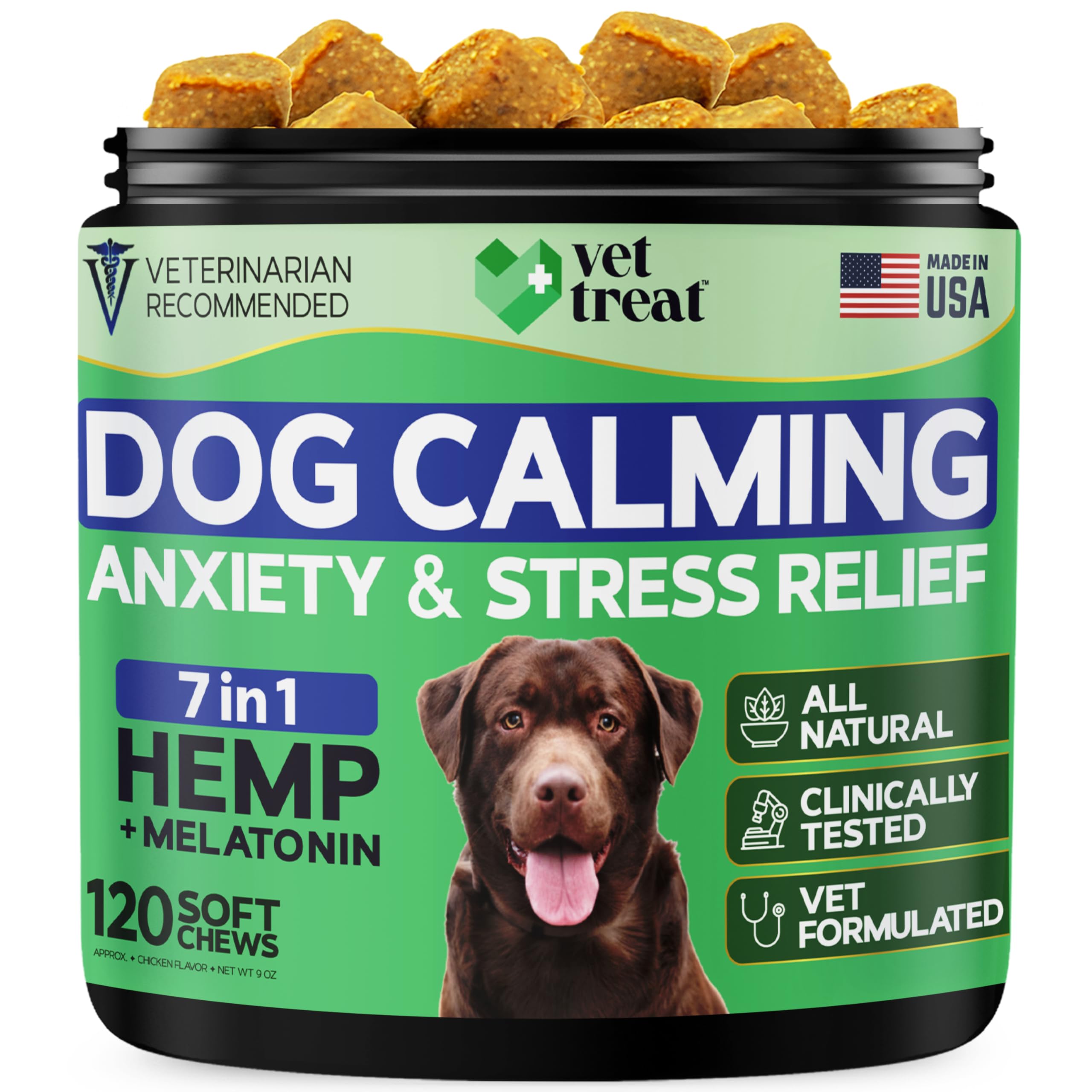 Hemp Calming Chews for Dogs - Dog Calming Chews - Anxiety Relief Treats with Melatonin - Advanced Stress Relief, Separation Aid,