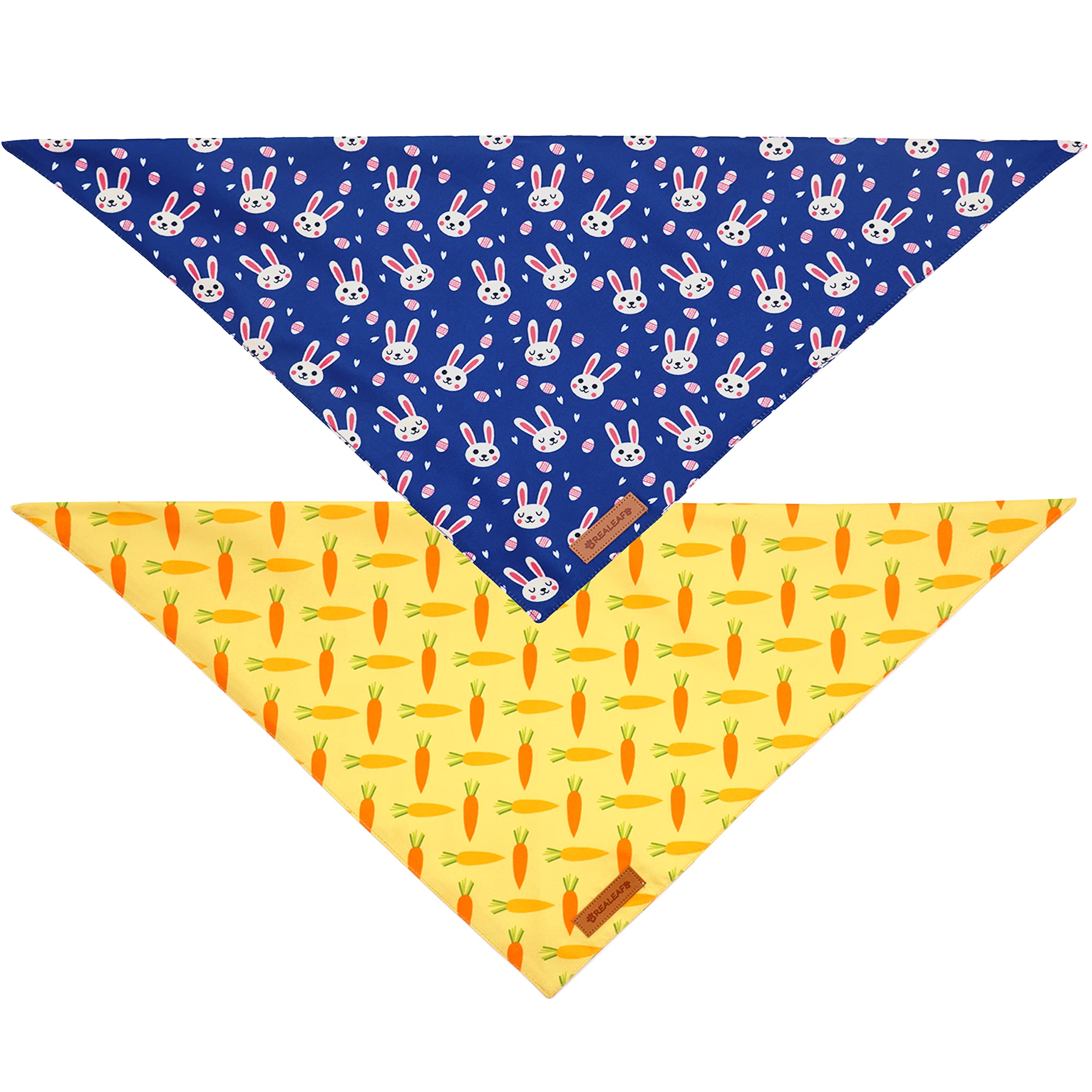 Realeaf Easter Bandanas 2 Pack, Triangle Reversible For Boy And Girl, Premium Durable Fabric, Multiple Sizes Offered Pet Scarf F
