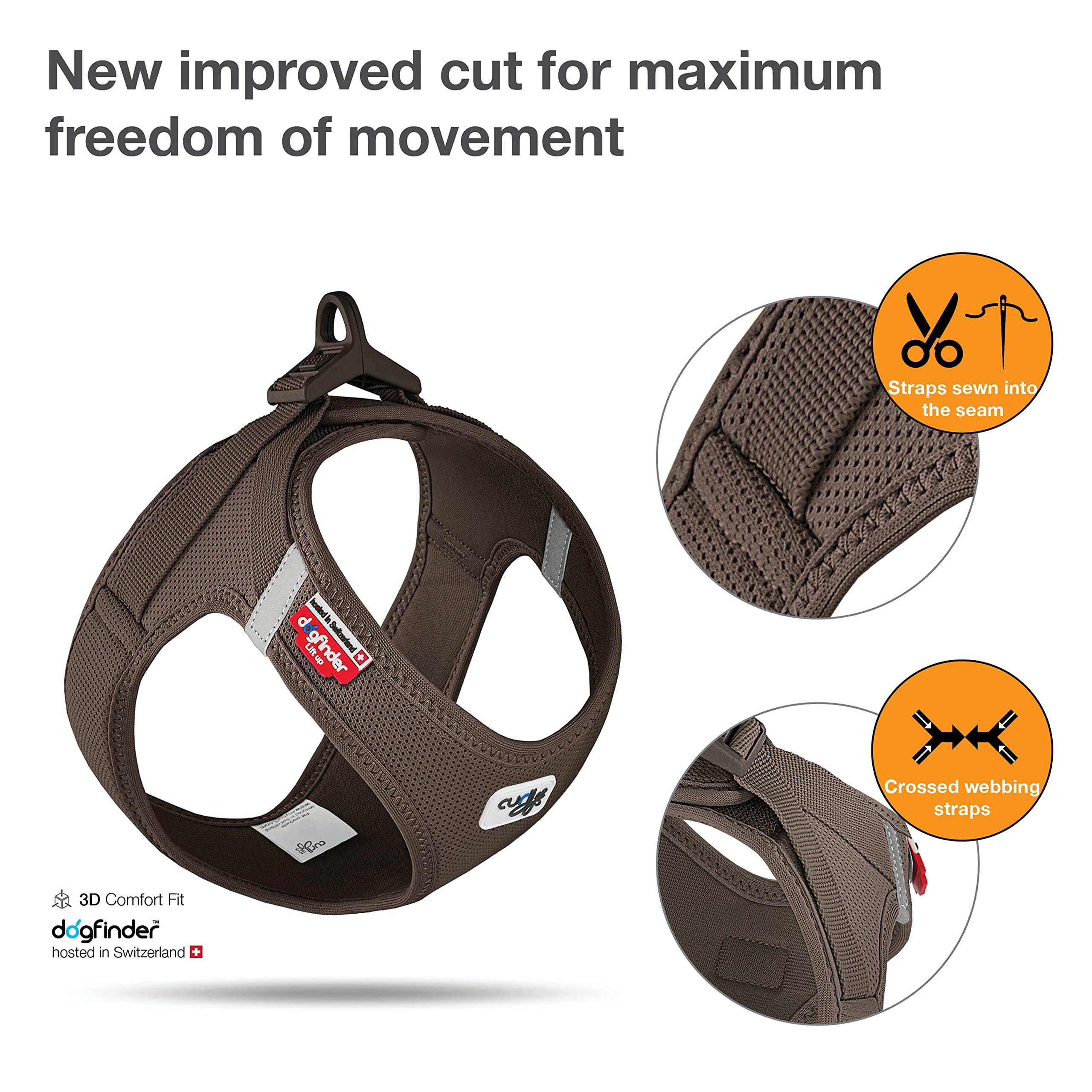 Vest Harness Curli Clasp Air-Mesh Brown 3Xs