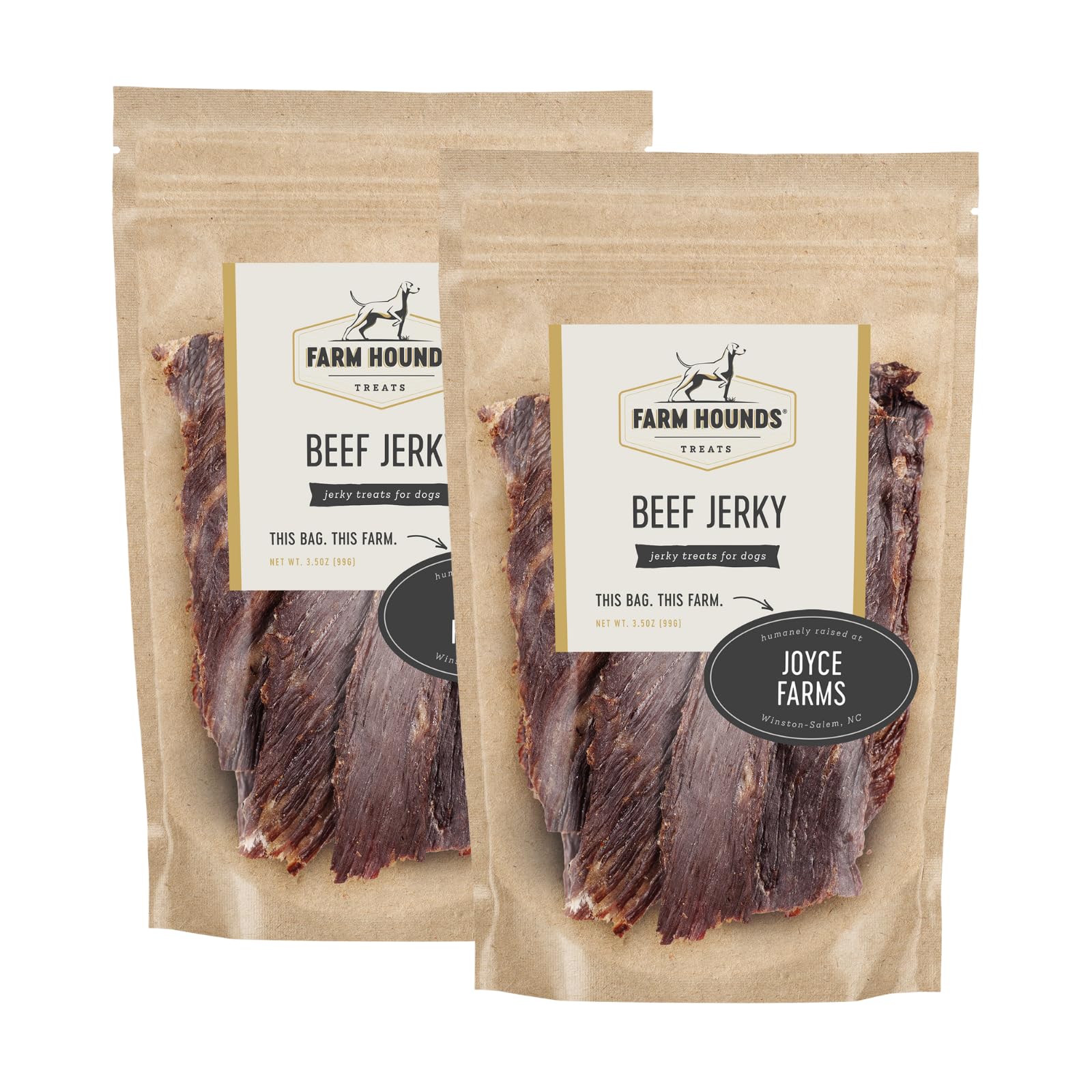 Farm Hounds - Beef Jerky - Premium Natural Jerky for Dogs - 100% Humanely Raised Cattle - Break-to-Size - Great for Training & T