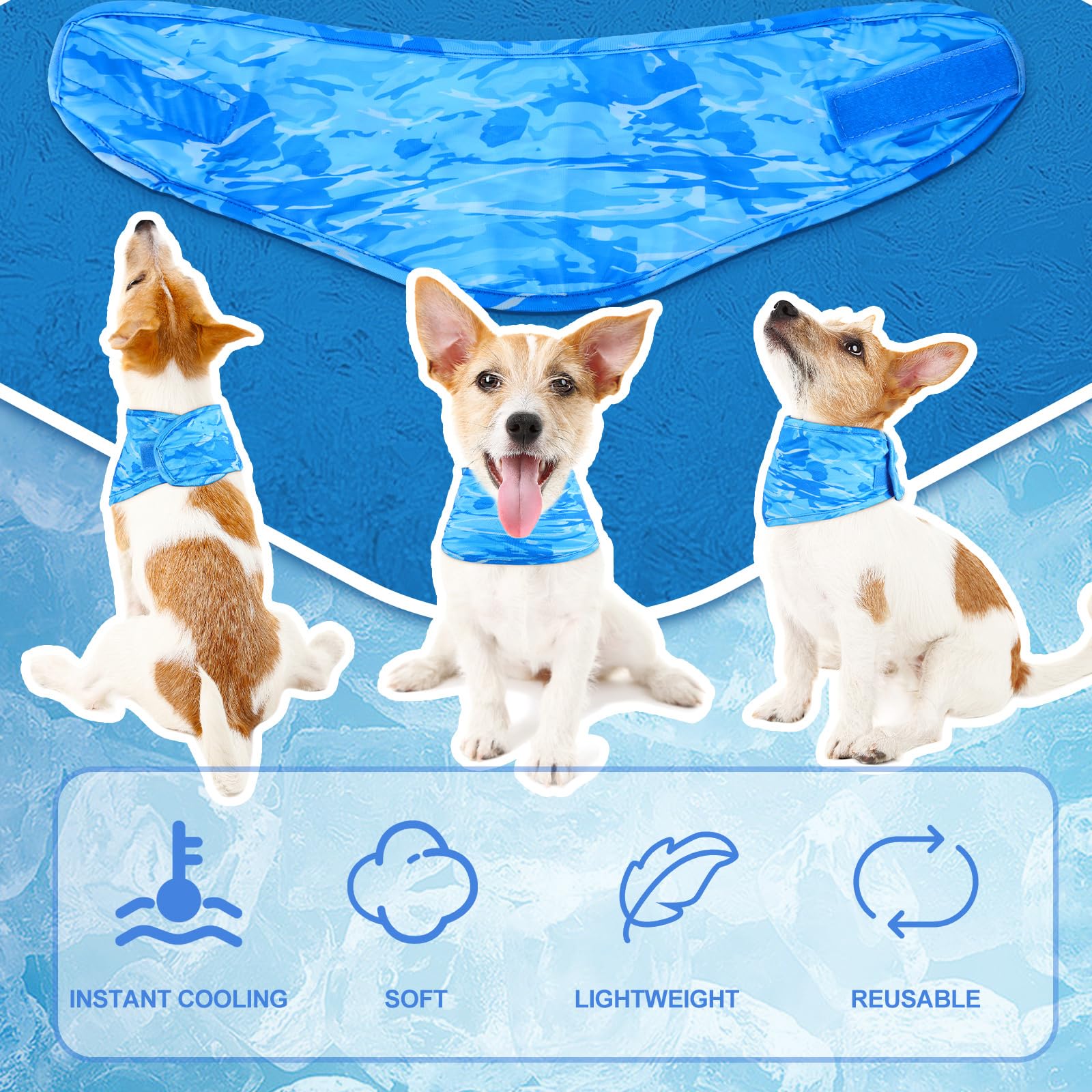 Talltalk 5 Pieces Dog Cooling Bandanas Neck Wraps Ice Scarf Pet Dog Cooling Collar Hunting Training Hiking Camping Accessories F