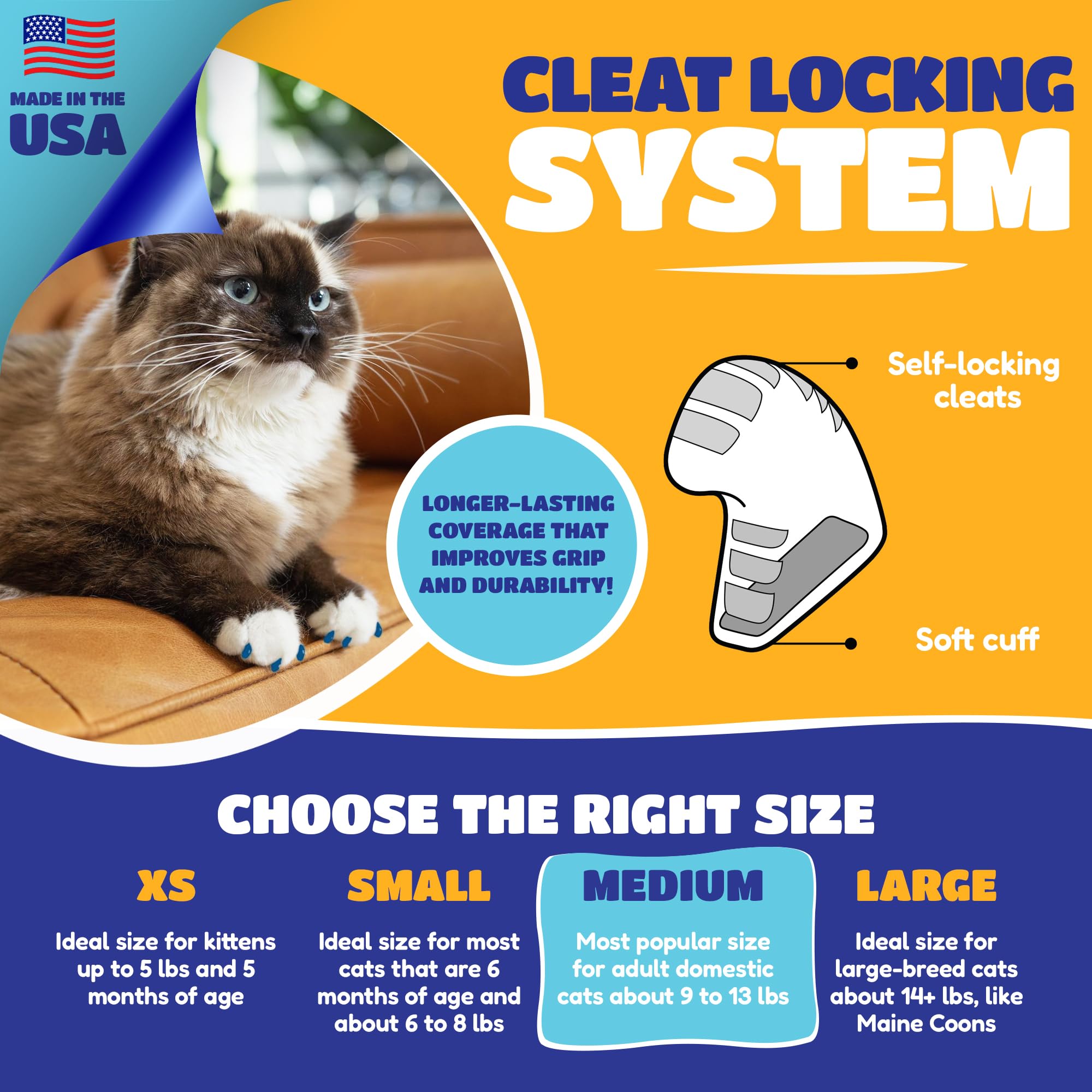 Soft Claws Safe Scratch-Free Solution For Cats - Cls (Cleat Lock System), Size: Small, Color: Red