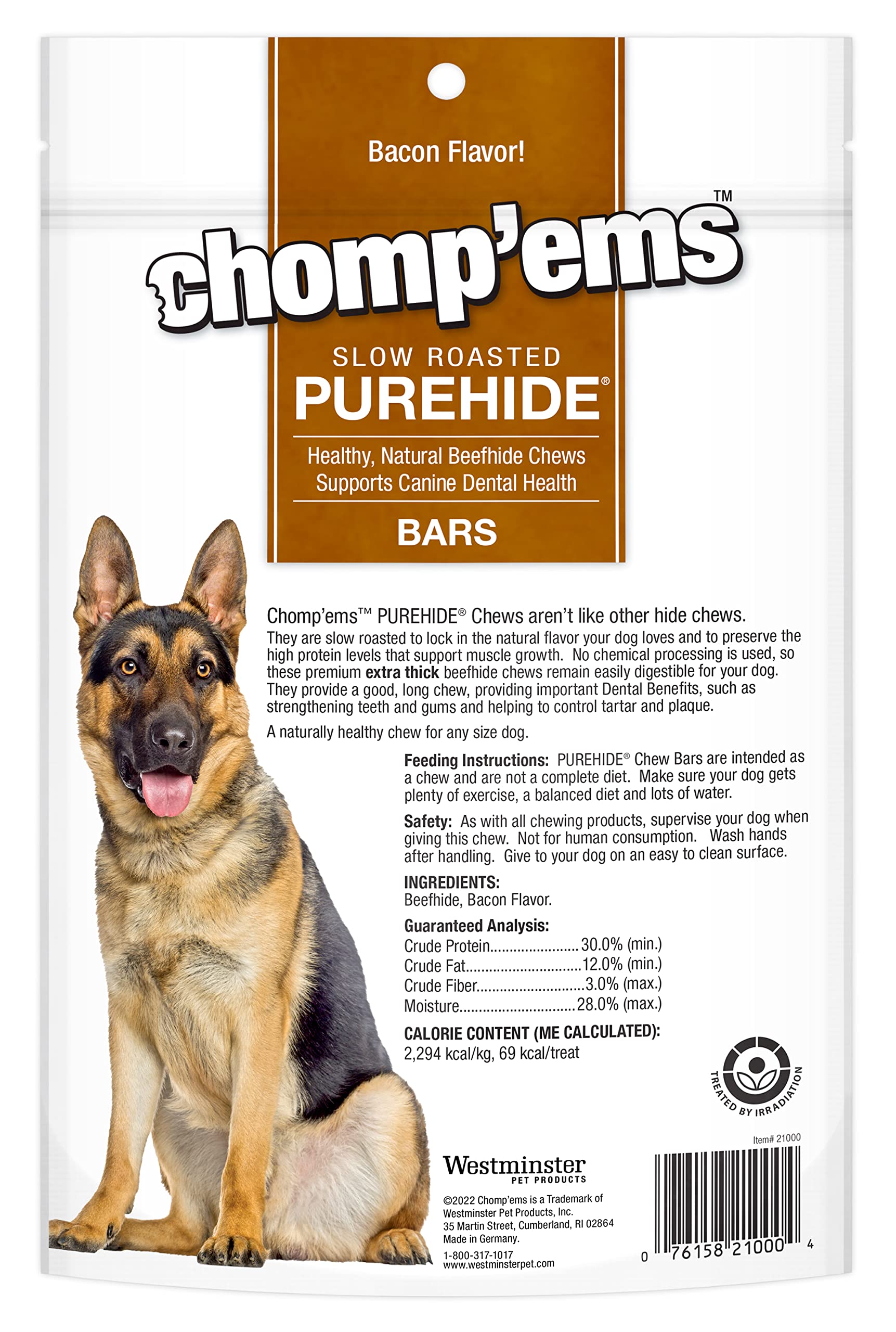 CHOMP EMS Ruffin It 21000 Purehide Bars Dog Chew, 6.35 oz