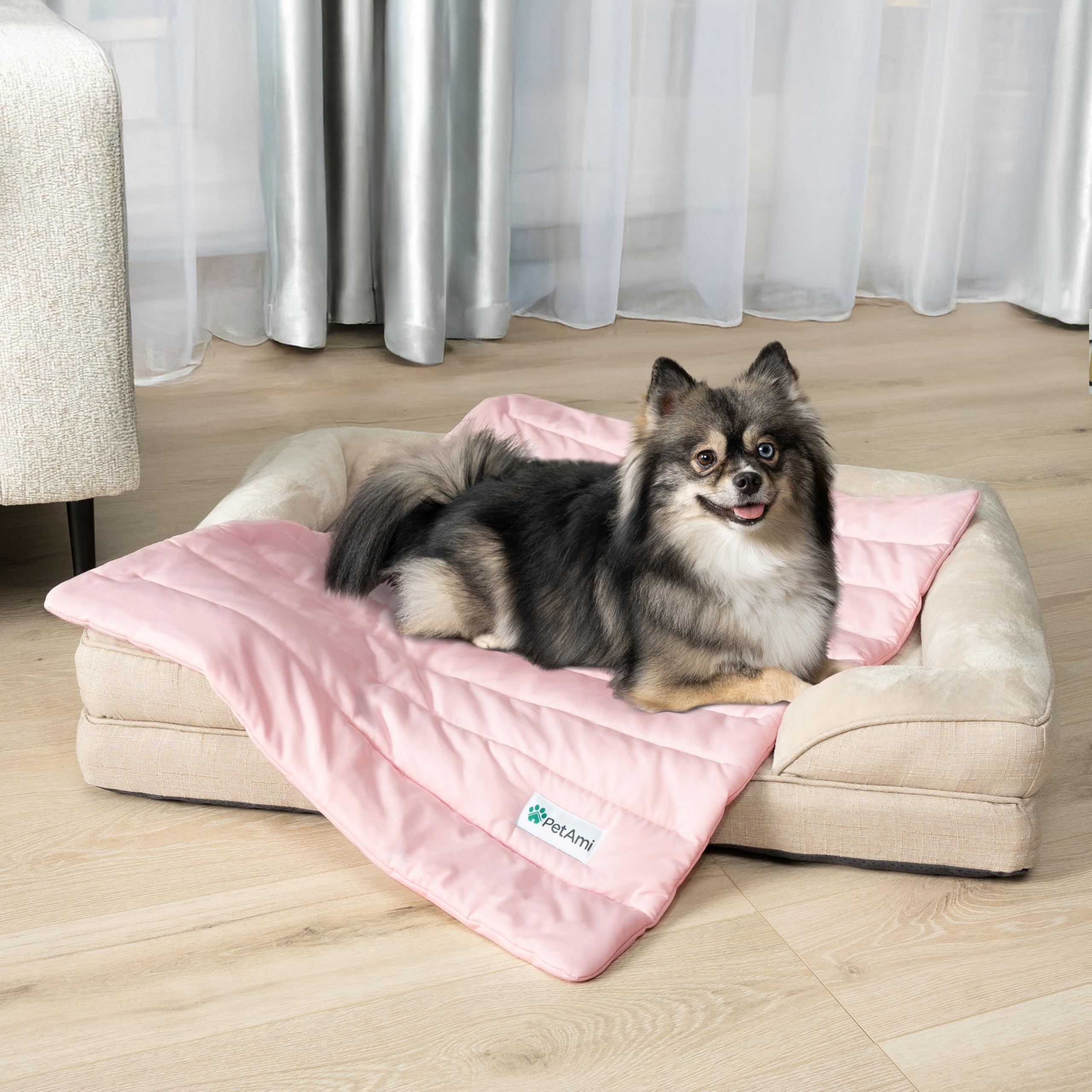 PetAmi Cooling Mat for Dog, Premium Pet Cooling Blanket for Crate Kennel, Indoor Cat Cool Sleeping Pad, Q-MAX Cold Sofa Couch Co