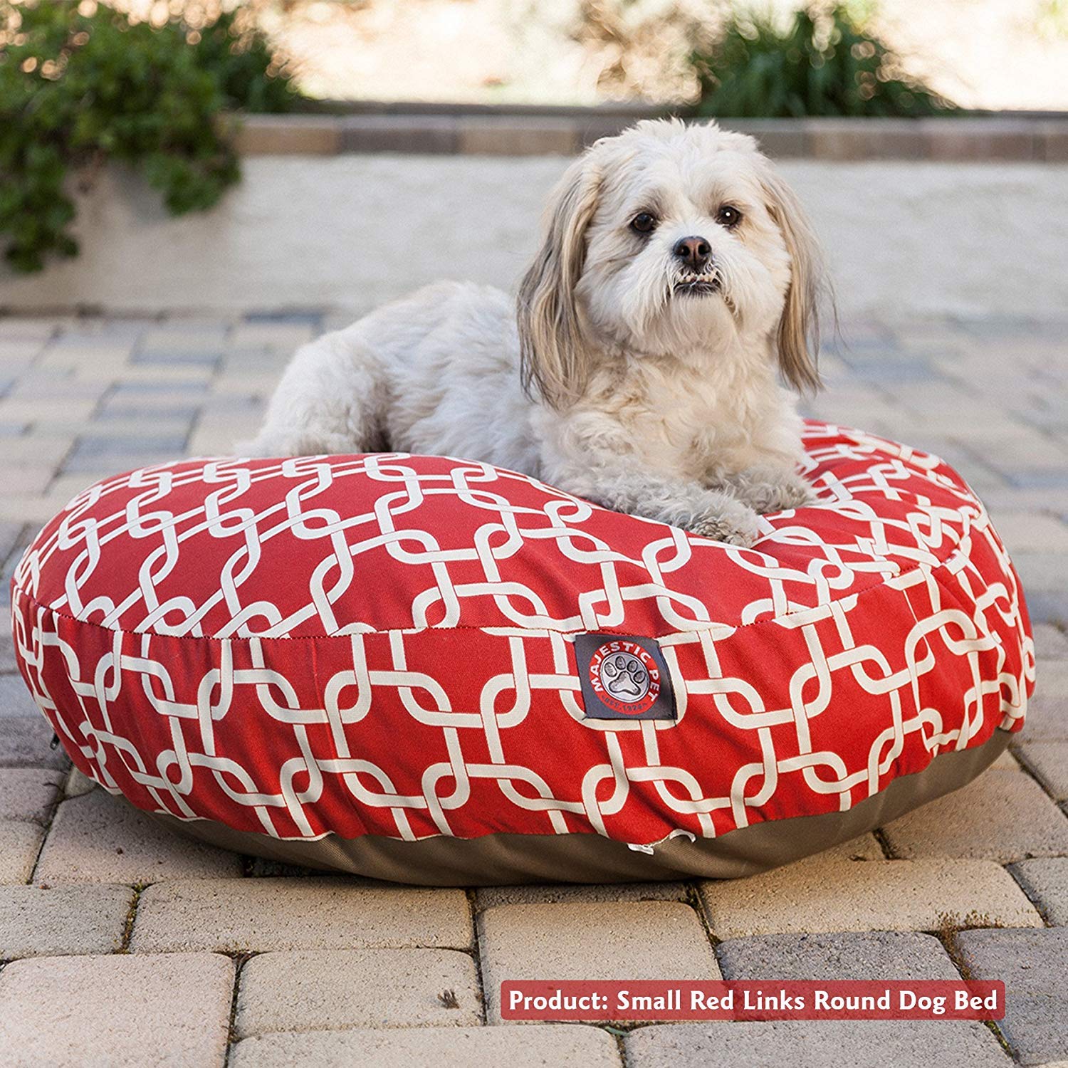 Black Links Medium Round Indoor Outdoor Pet Dog Bed With Removable Washable Cover By Majestic Pet Products