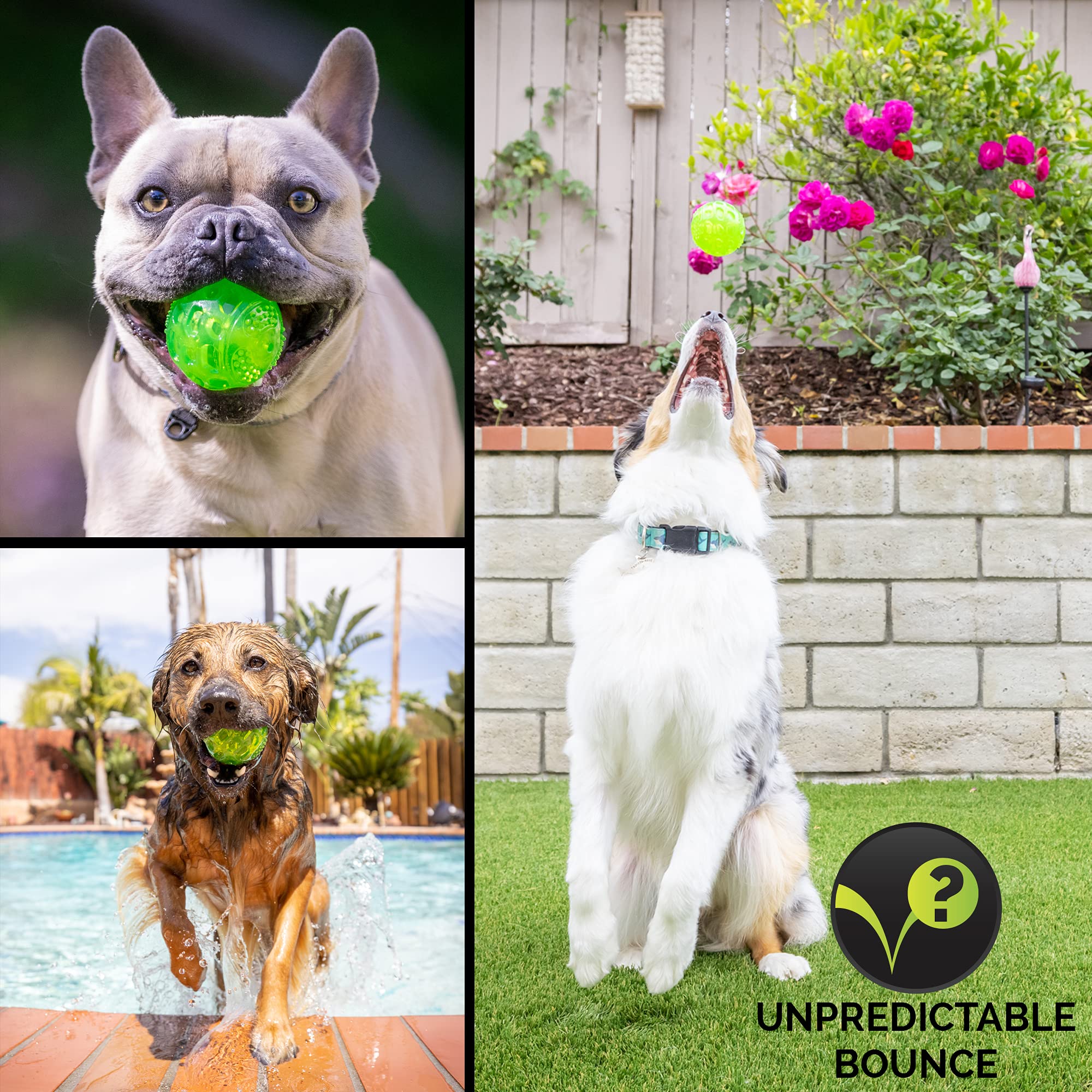 Hyper Pet DuraSqueak Dog Ball Toy - 2.5 Inch Green Floating Interactive Squeaky Toy for Fetching & Retrieving, Ideal Tennis Ball Alternative