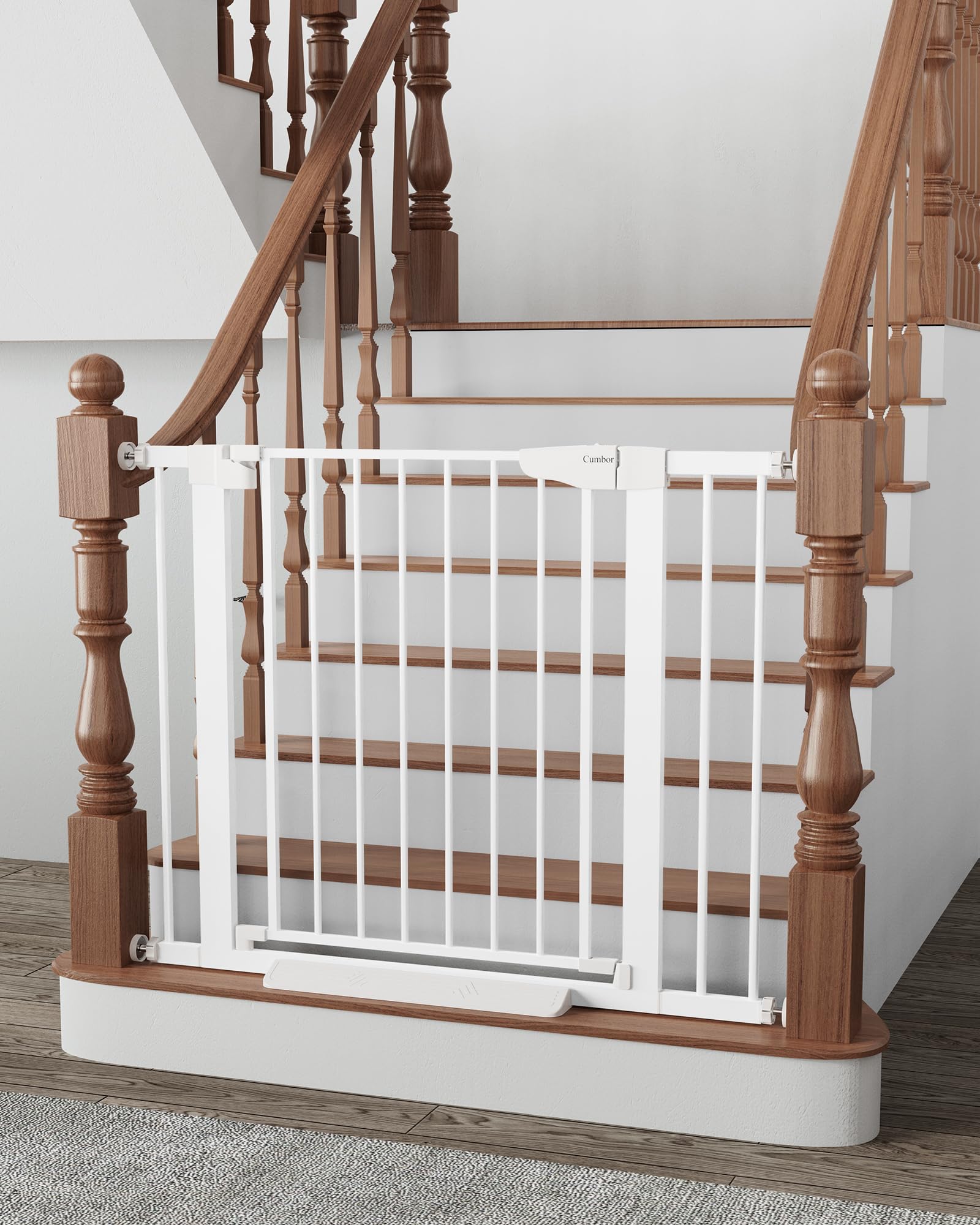 Cumbor 29.7-40.6' Baby Gate For Stairs, Mom'S Choice Awards Winner-Dog Gate For Doorways, Pressure Mounted Self Closing Pet Gates For Dogs Indoor, Durable Safety Child Gate With Easy Walk Thru Door
