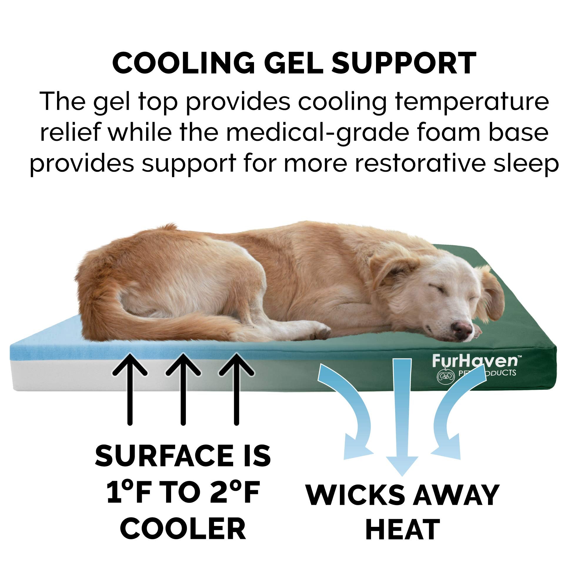 Furhaven Water-Resistant Cooling Gel Dog Bed for Medium/Small Dogs w/ Removable Washable Cover, For Dogs Up to 35 lbs - Indoor/O