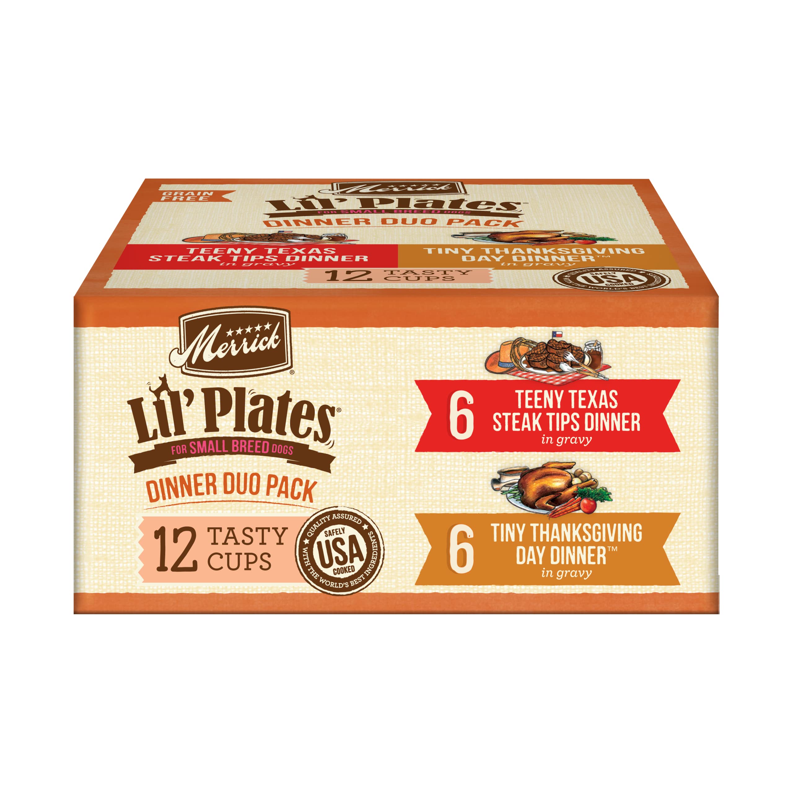 Merrick Lil Plates Grain Free Dinner Duos Soft Natural Wet Small Dog Food Variety Pack, Beef and Turkey - (Pack of 1) 2.6 lb. Tu