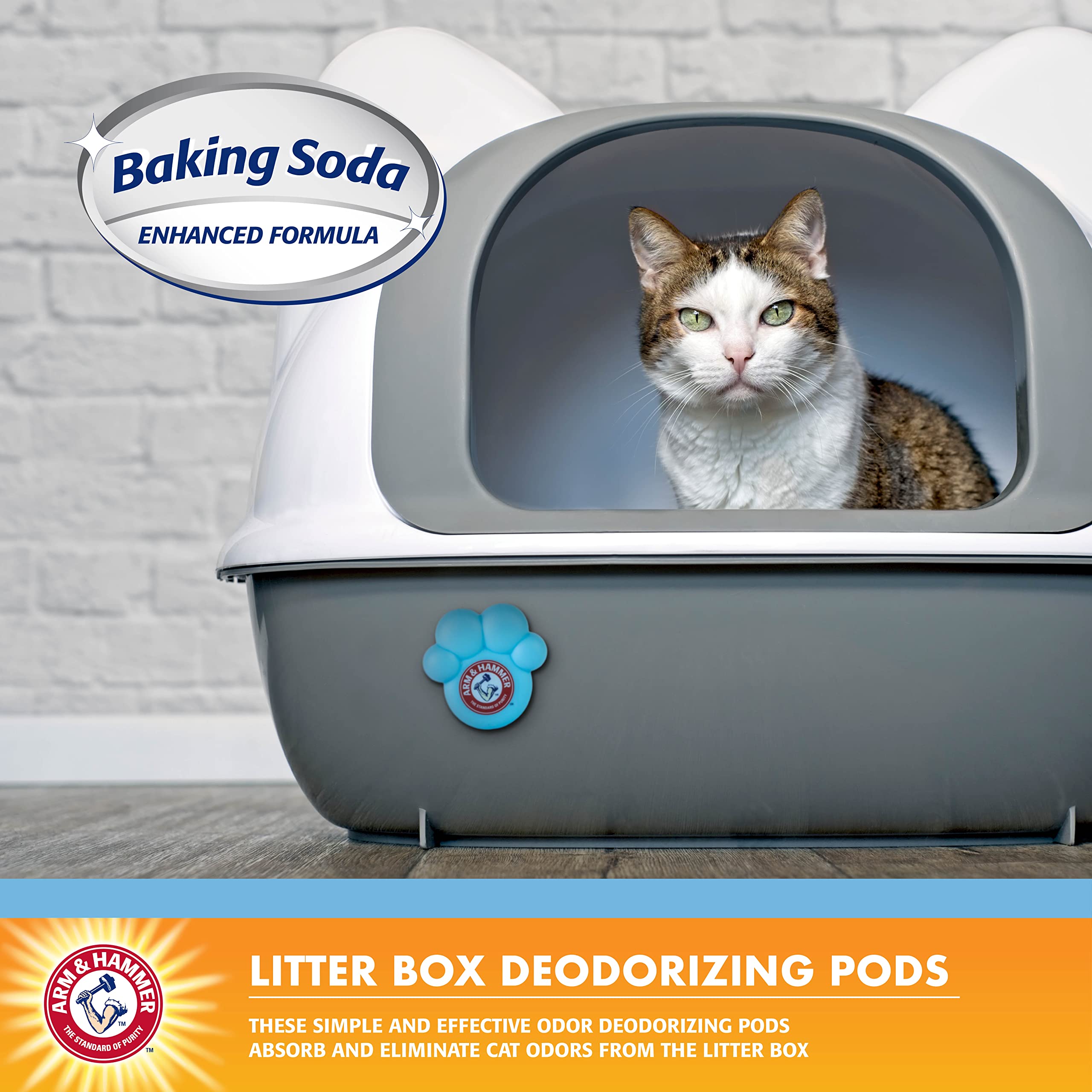 Arm & Hammer Cat Litter Deodorizing Pods, Fresh Breeze Scent, 2 Count, Model FF25895, Blue