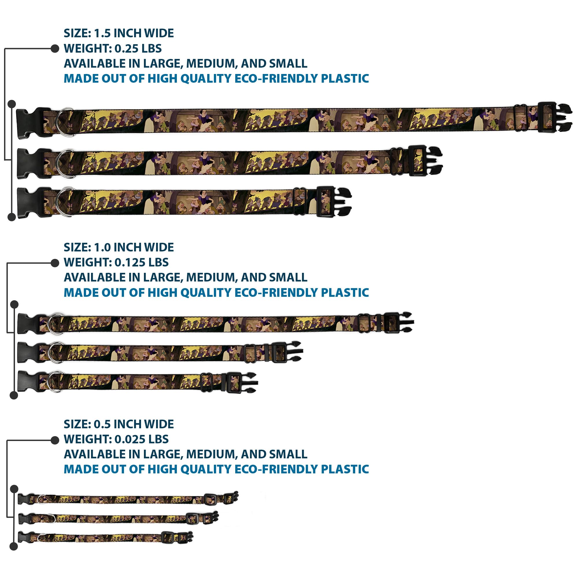 Buckle-Down Snow White & The Seven Dwarfs Scenes Plastic Clip Collar, Narrow Small/6-9