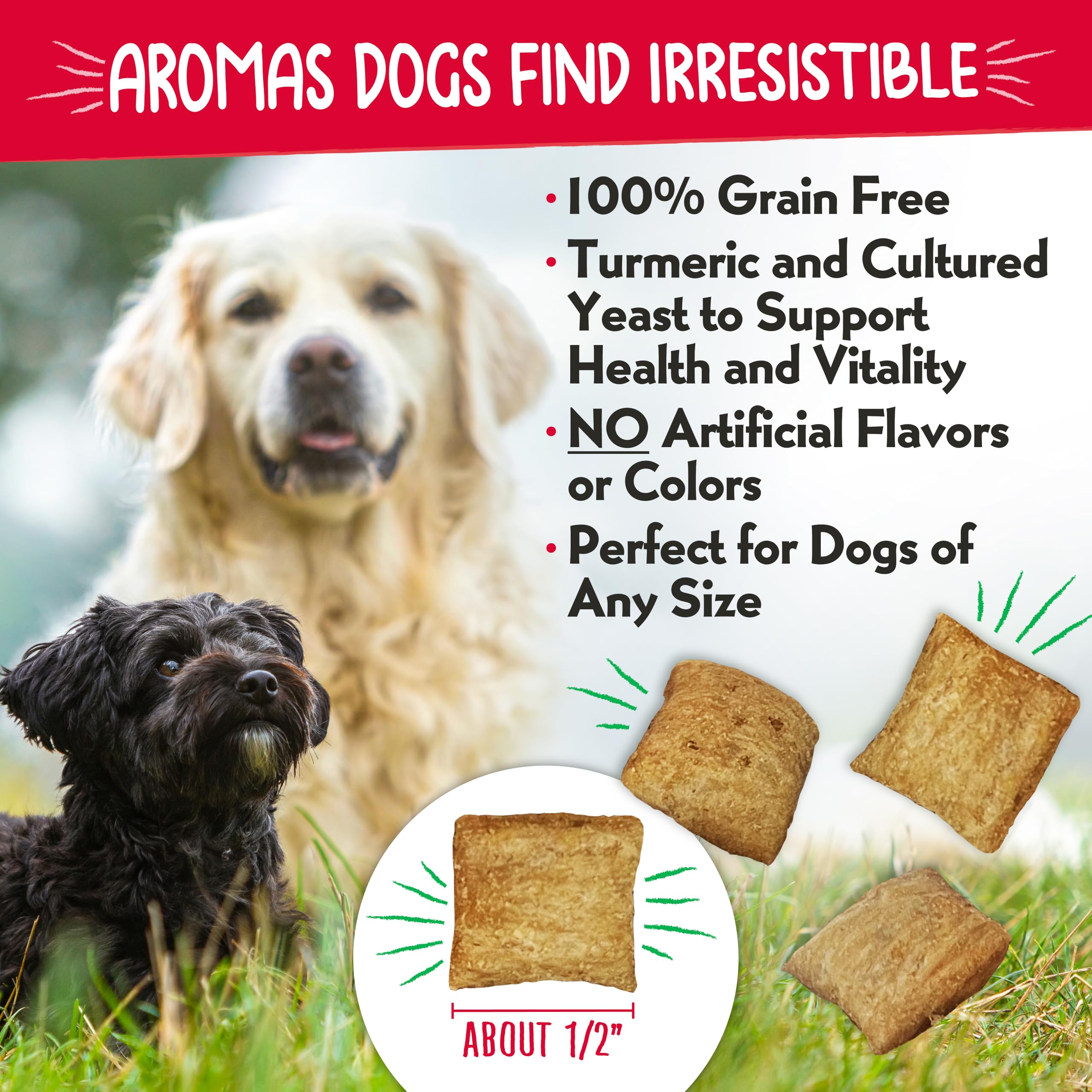 Charlee Bear Nuggets Crunchy and Soft Dog Treats, Shepherds Pie, 6 Ounce Resealable Bag, Health and Vitality Support, Grain Free
