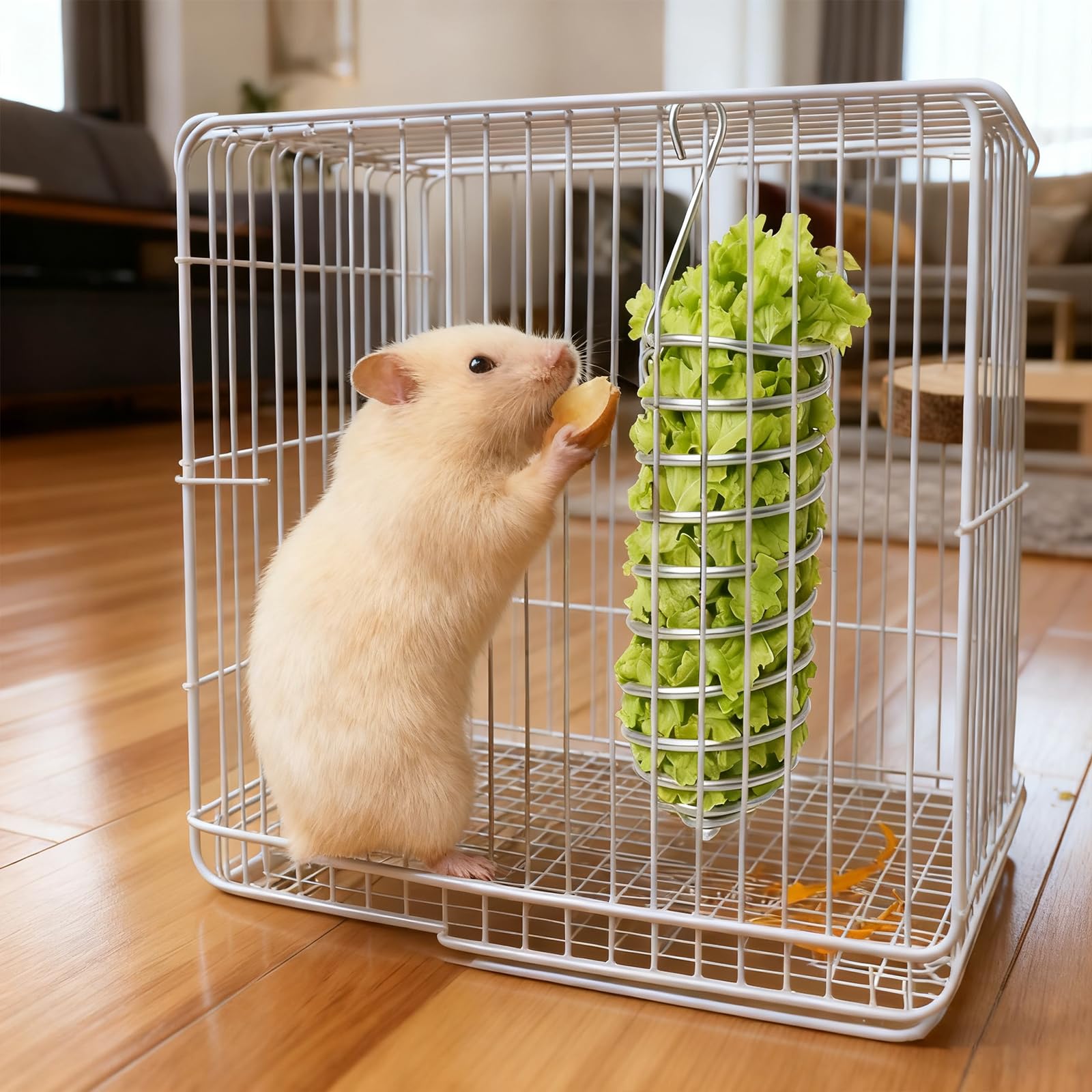 Hpmjz 2Pcs Rat Enrichment Toys Stainless Steel Bird Food Holder Rat Parrot Foraging Toy Hanging Rodent Toy Fruit Vegetable Holde
