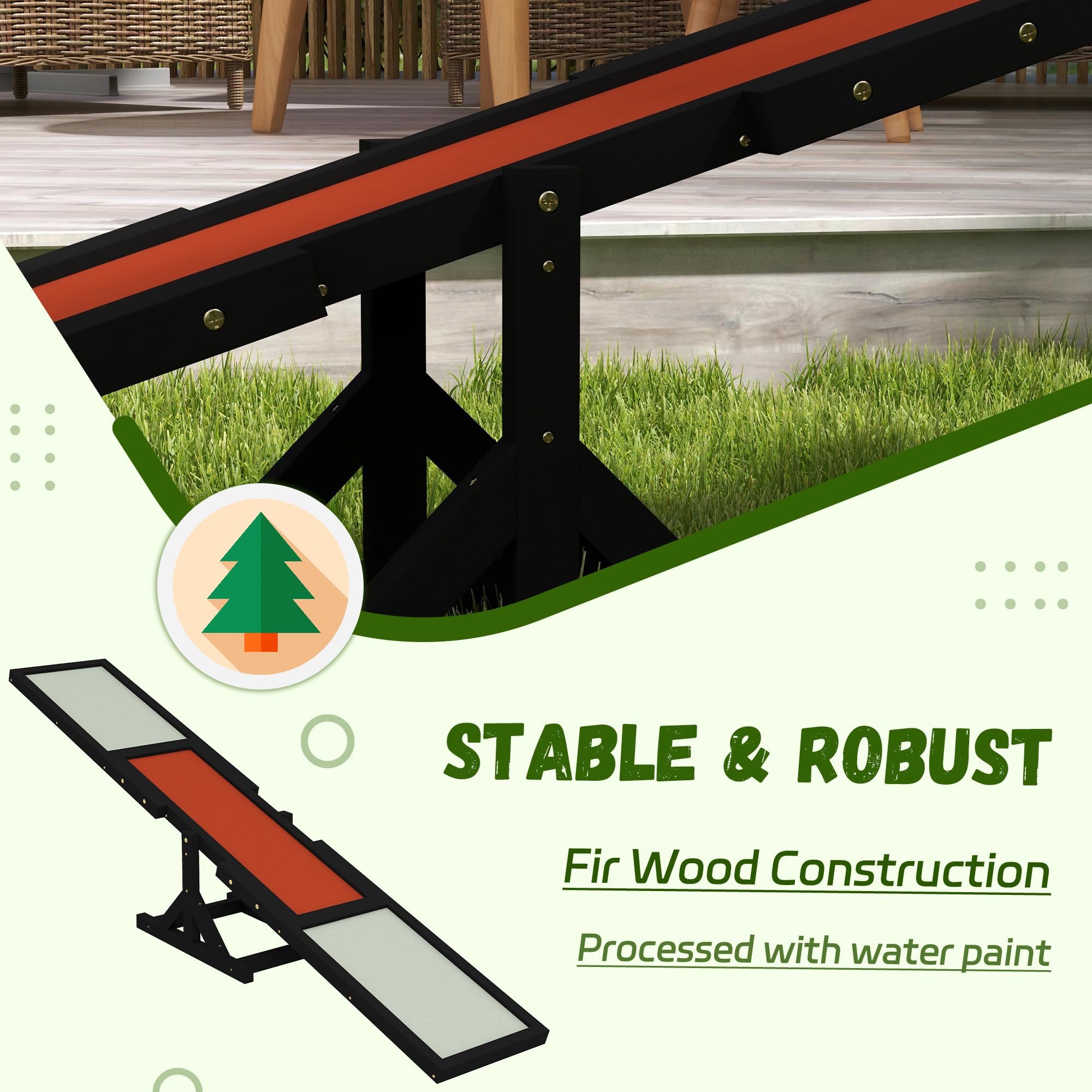 Pawhut Wooden Dog Agility Seesaw For Training And Exercise, Platform Equipment Run Game Toy, Weather Resistant Pet Supplies, 71'