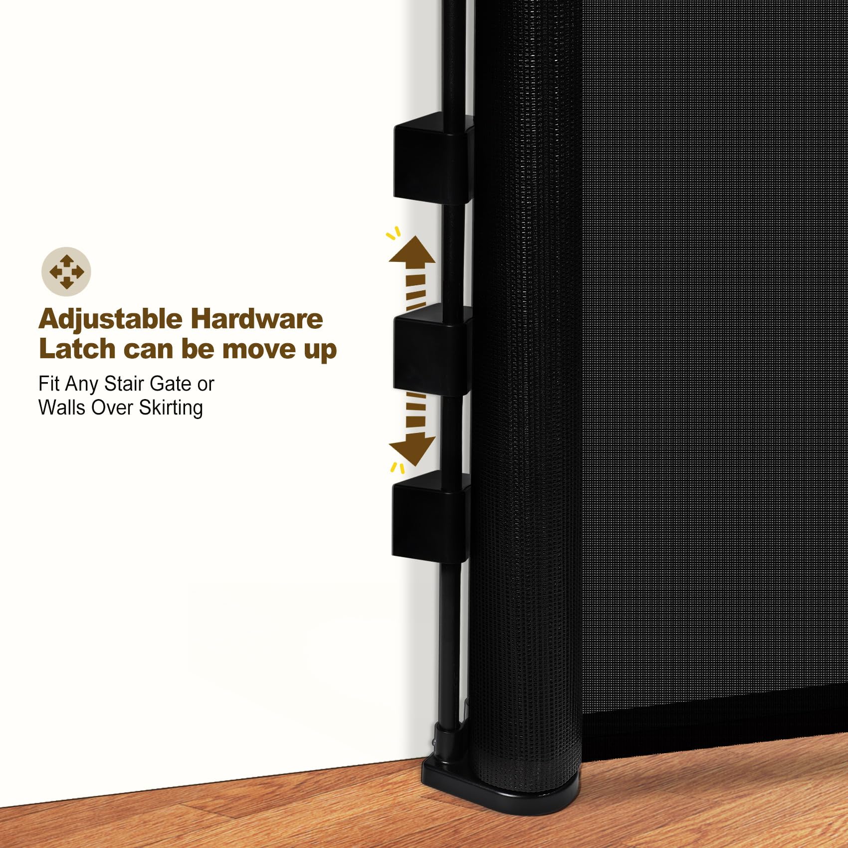 Miumoon Upgrade 71' Retractable Baby Gates With Reinforced Strip Design To Prevent Crawling Through, 48' Tall Retractable Gate For Baby And Pet, 6 Ft Baby Gates For Stairs, Doorways, Hallways(Black)