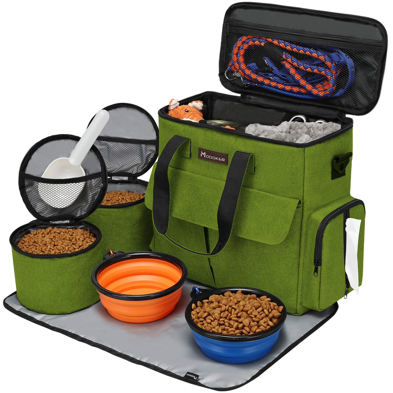 Modoker Dog Travel Bag, Weekend Pet Travel Set for Dog and Cat, Airline Approved Tote Organizer with Multi-Function Pockets and 