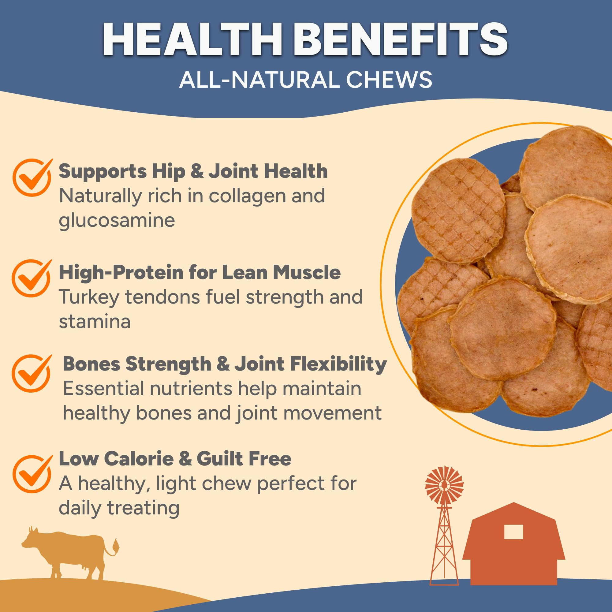Gaines Family Farmstead Turkey Tendon Chips for Dogs - 5 oz Natural, Crunchy High-Protein Dog Chews, Rawhide Alternative Treats,