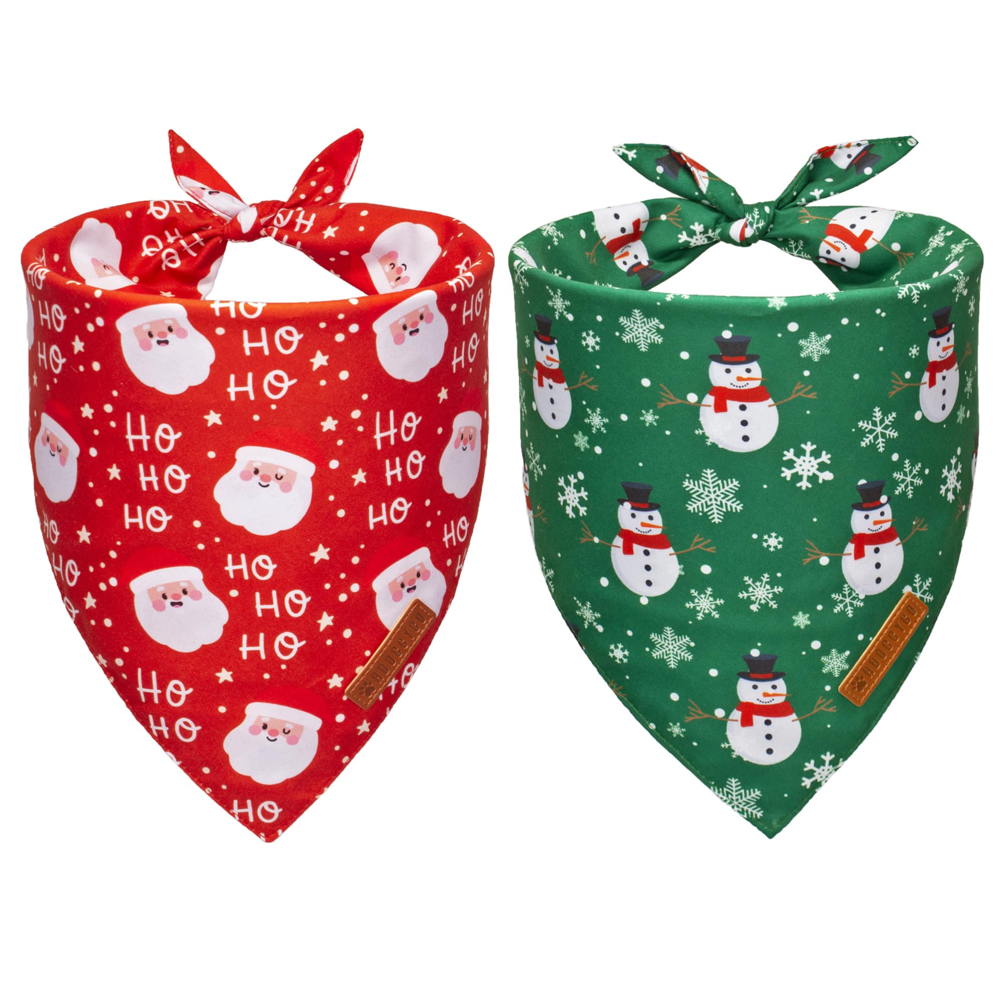 ADOGGYGO Christmas Dog Bandanas, Snowman Santa Xmas Pet Scarf, Multi Size Offered, Red Green Christmas Bandana for Medium Large 